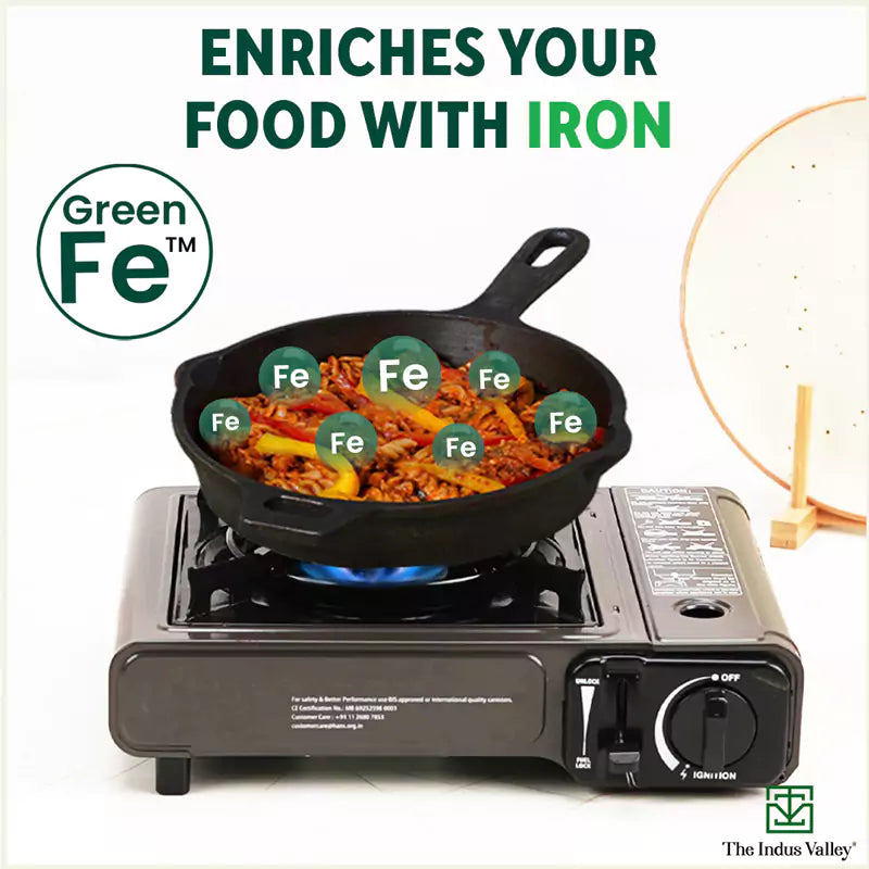 The Indus Valley Super Smooth Cast Iron Fry Pan, Glass Lid, 100% Pure, Toxin-free, Pre-seasoned, Induction, Non-stick, 20.3/25.4cm, 1.3/1.7L, 2.3/2.4k - view 6