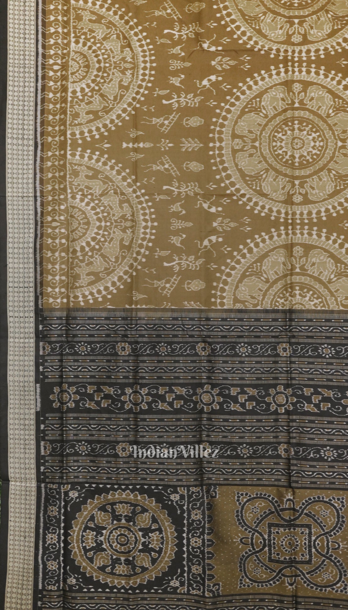 IndianVillèz Trtout Grey Odisha Ikat Sambalpuri Silk Saree - view 3