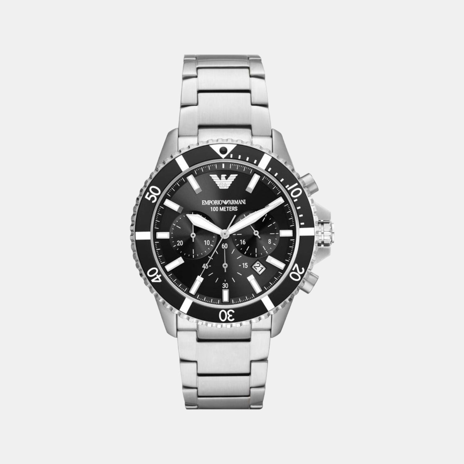 Emporio Armani Helios (World Explorer) Men Quartz Black Dial Chronograph Stainless Steel Watch AR11360