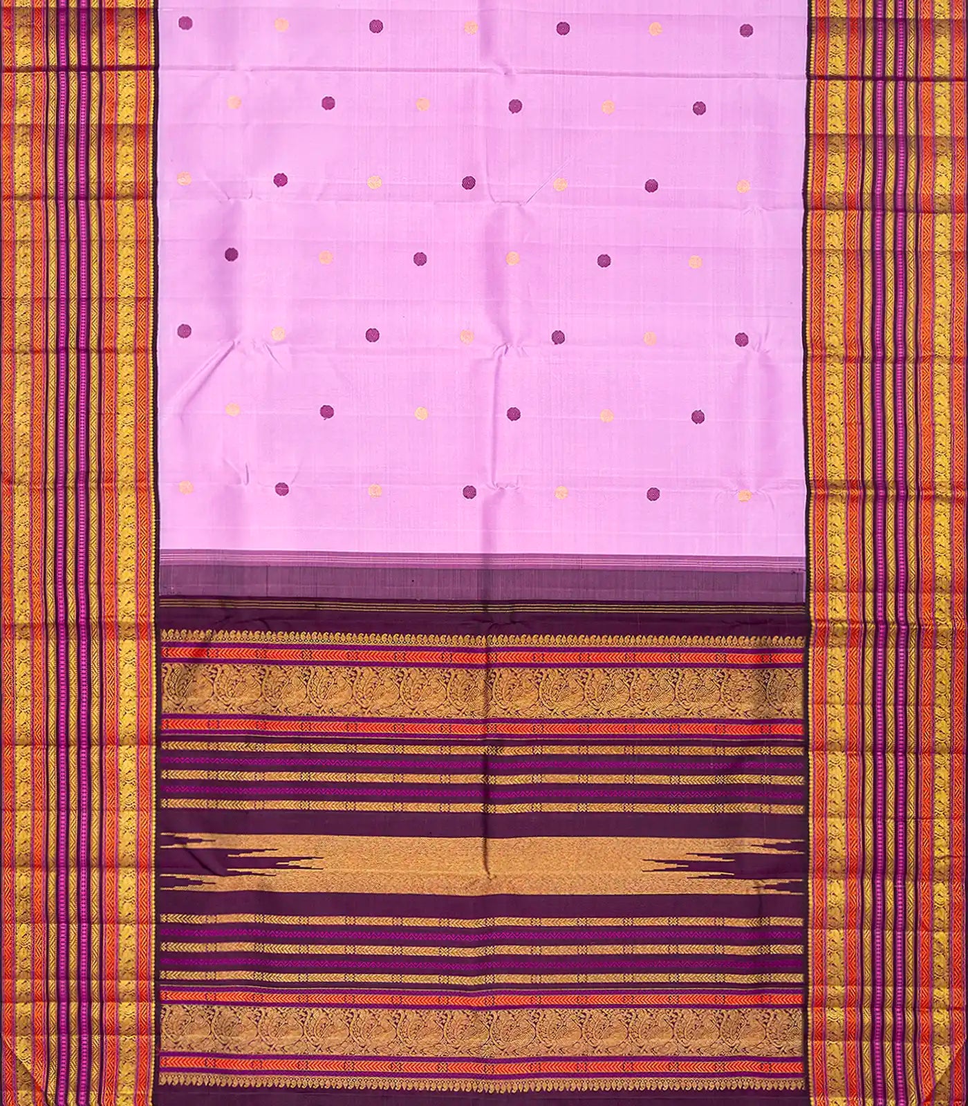 RmKV Baby Pink Handloom Kanchipuram Korvai Silk Saree With Maroon Border-Baby Pink - view 2