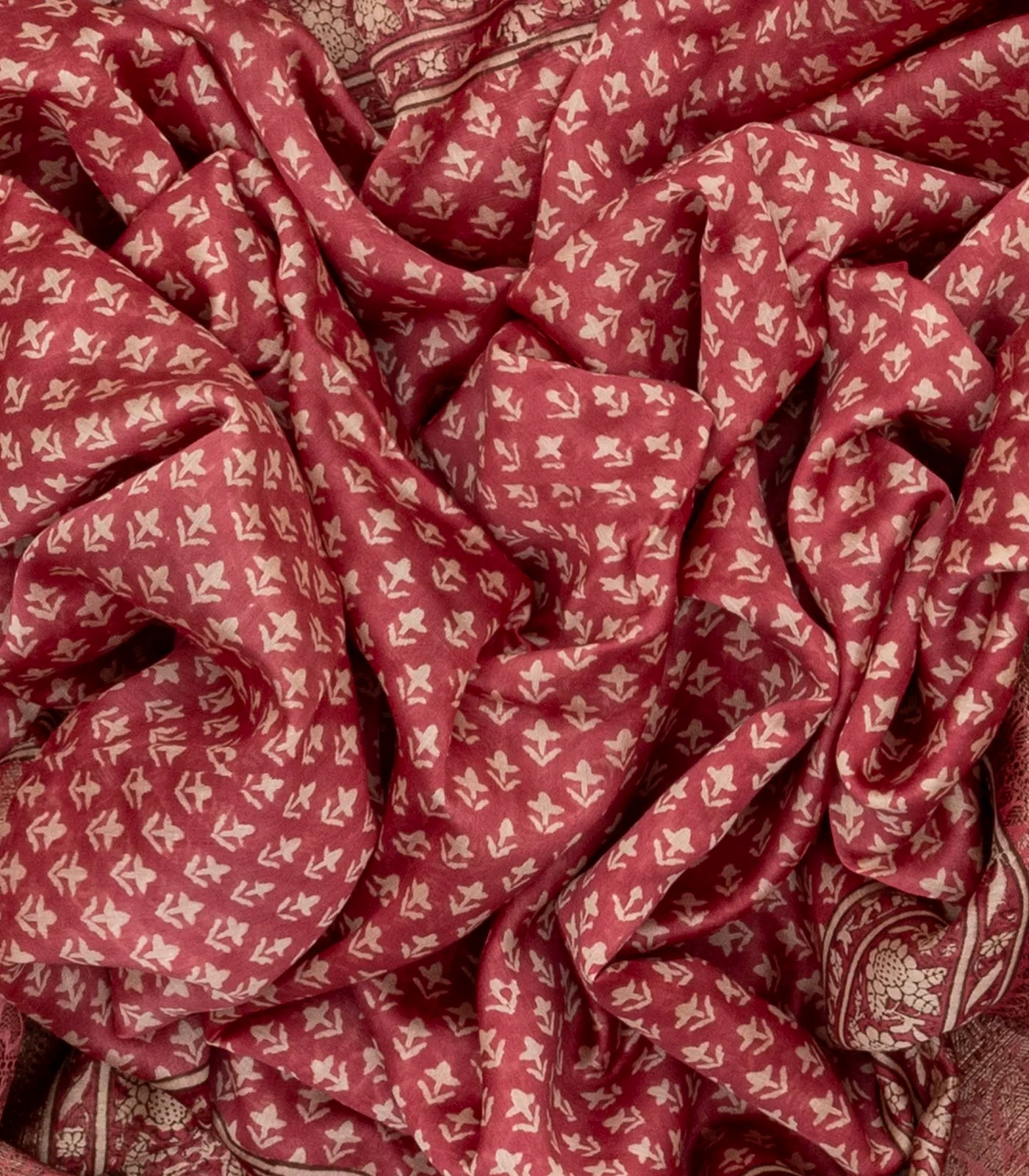 RmKV Dusty Pink Handloom Chanderi Cotton Saree Printed With Floral Motifs - view 3