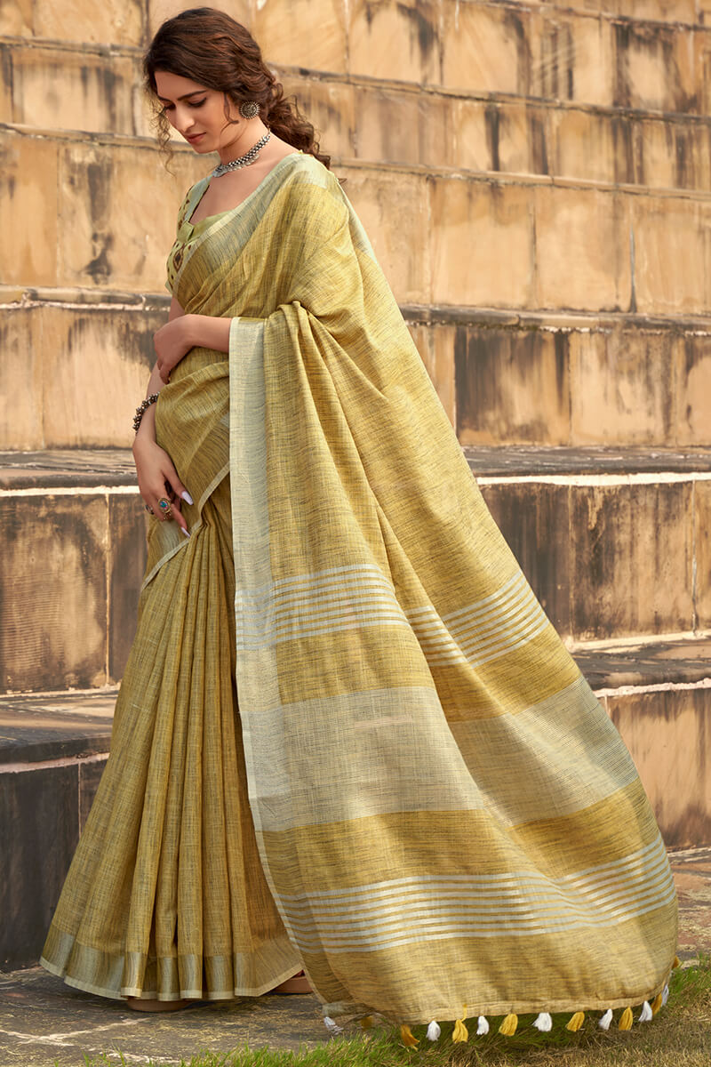 Rajpath Mesmerising Mustard Cotton Silk Saree With Felicitous Blouse Piece