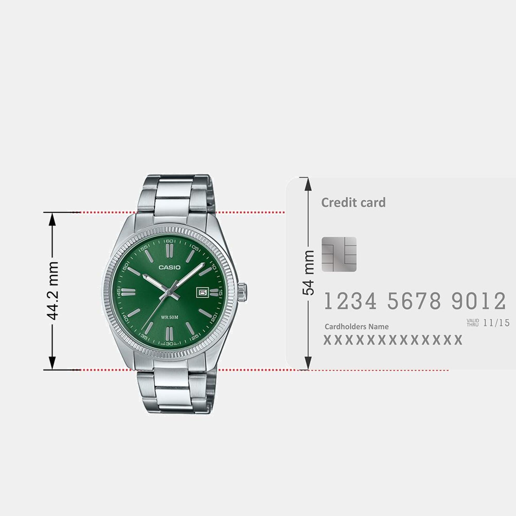 Casio Enticer Men Quartz Green Dial Analog Stainless Steel Watch A2262 - view 7