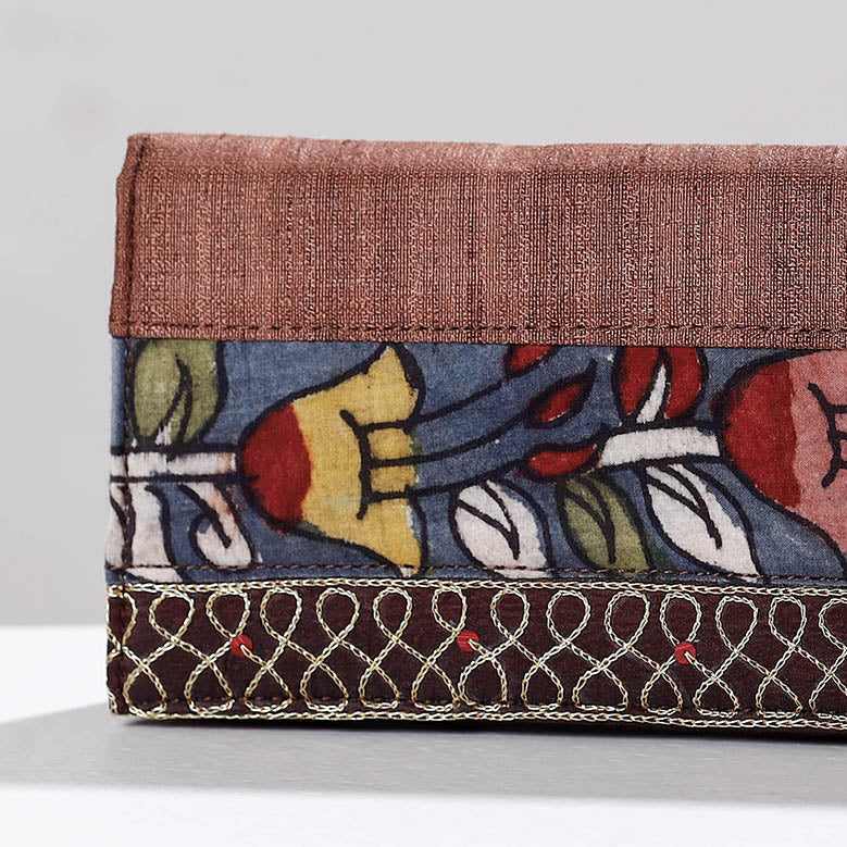 DWARAKA PLUS Brown - Handpainted Kalamkari Ghicha Silk Clutch - view 2