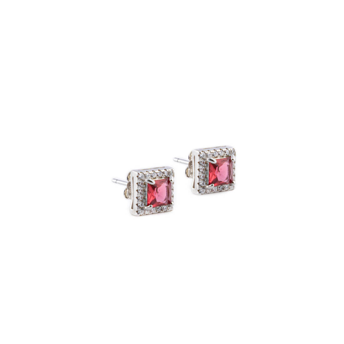 Prinjal Jewellers Real Silver Set Chain Pendant and Earrings with Red Stones for Women - view 4