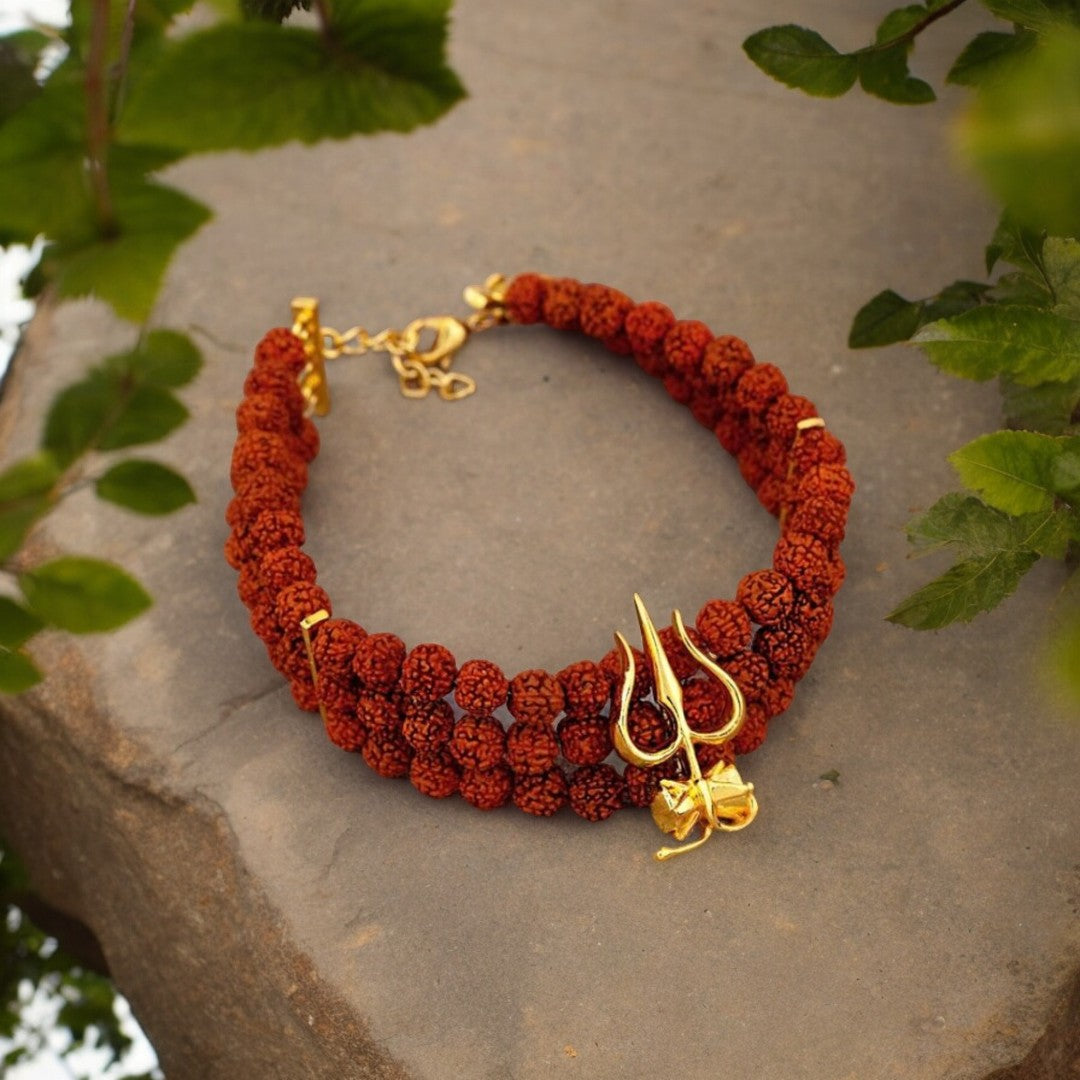 Soultheory Gold Plated Rudraksha Trident Bracelet