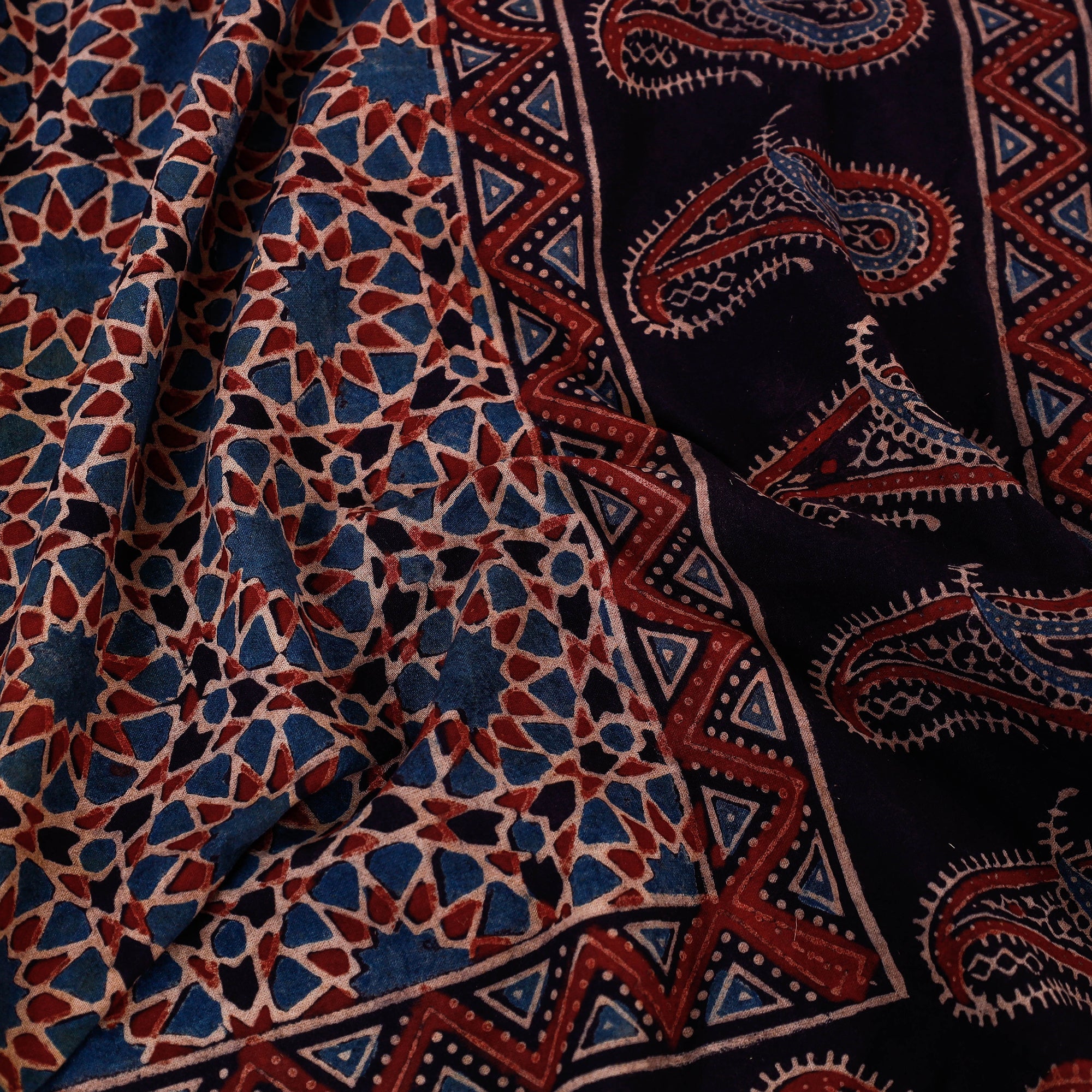 KACHCHH JI CHHAAP Black - Ajrakh Block Printed Cotton Single Bed Cover (90 x 60 in) - view 5