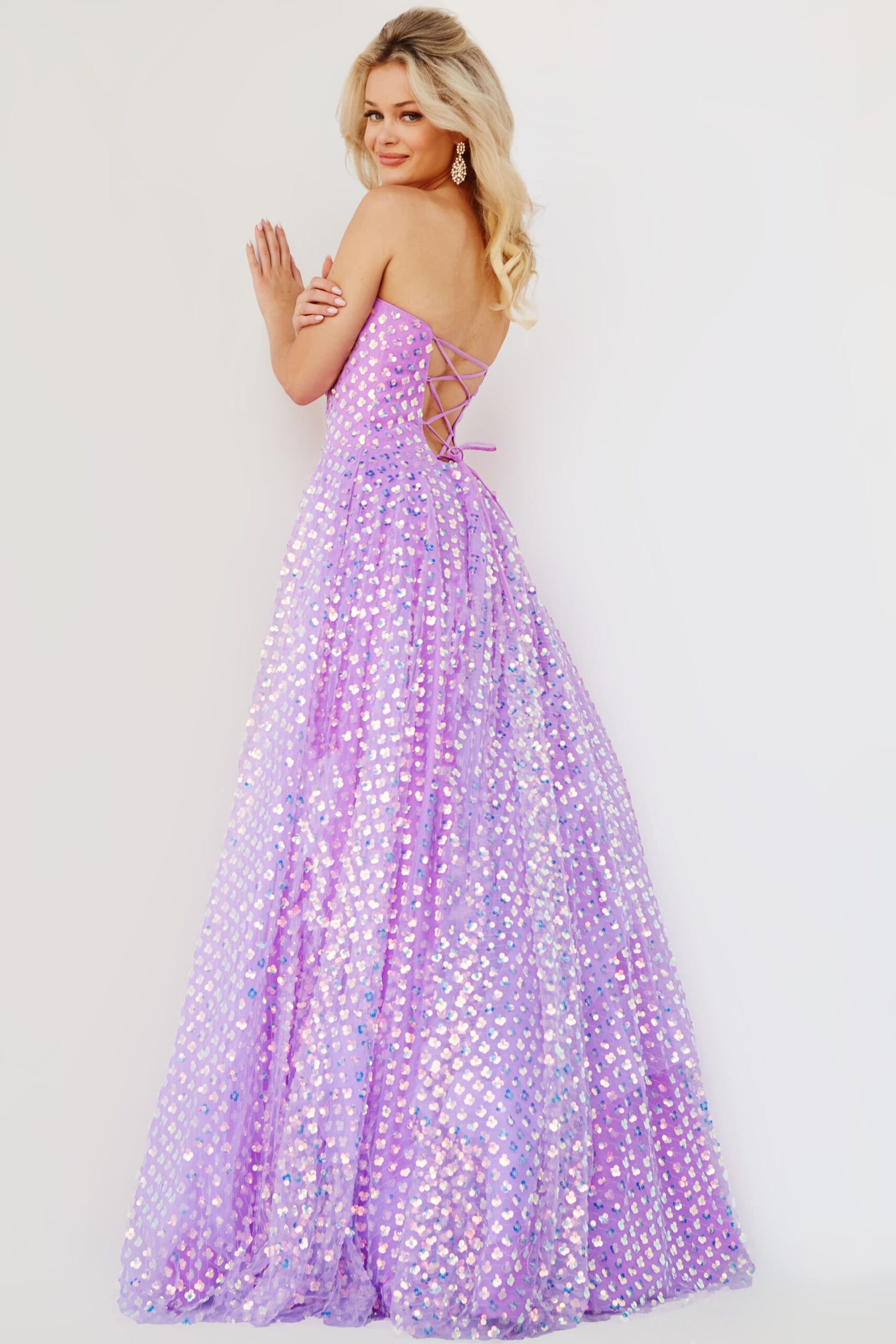 Embellished Strapless A-line Gown by Jovani 08605 - view 2