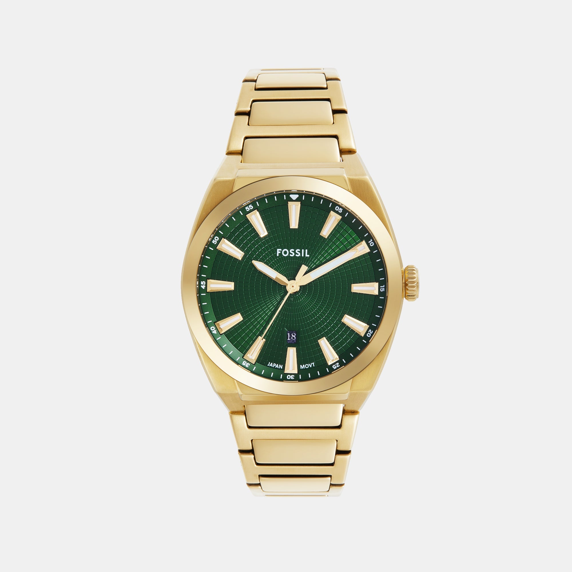Fossil Everett Men Quartz Green Dial Analog Stainless Steel Watch FS6090