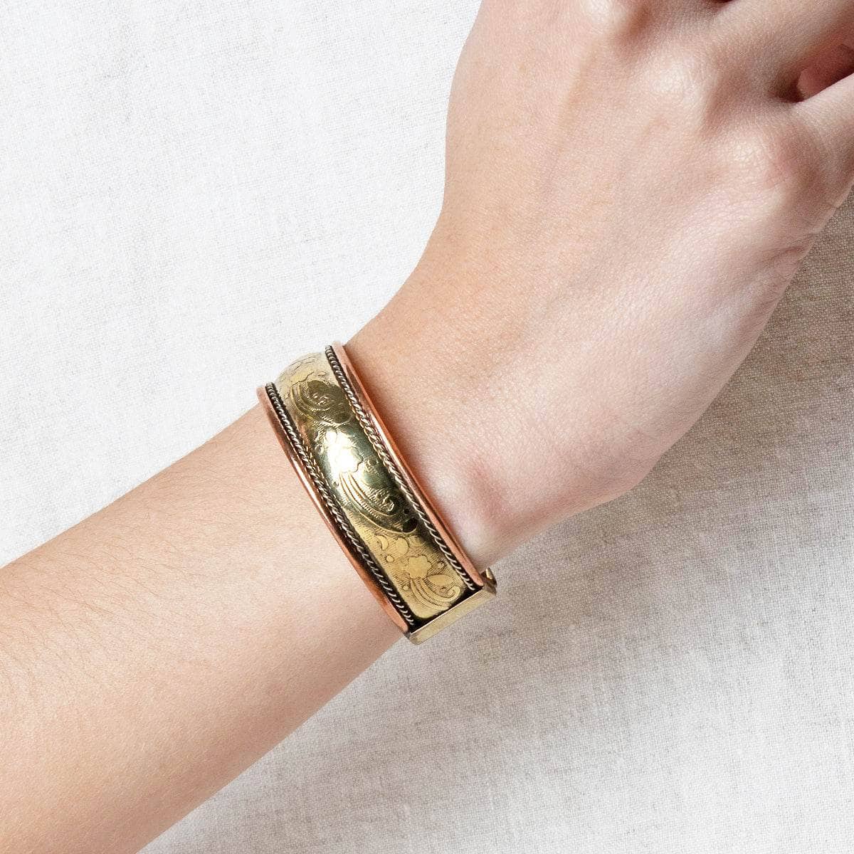 Tiny Rituals Tibetan Handcrafted Brass & Copper Healing Bracelet - view 2