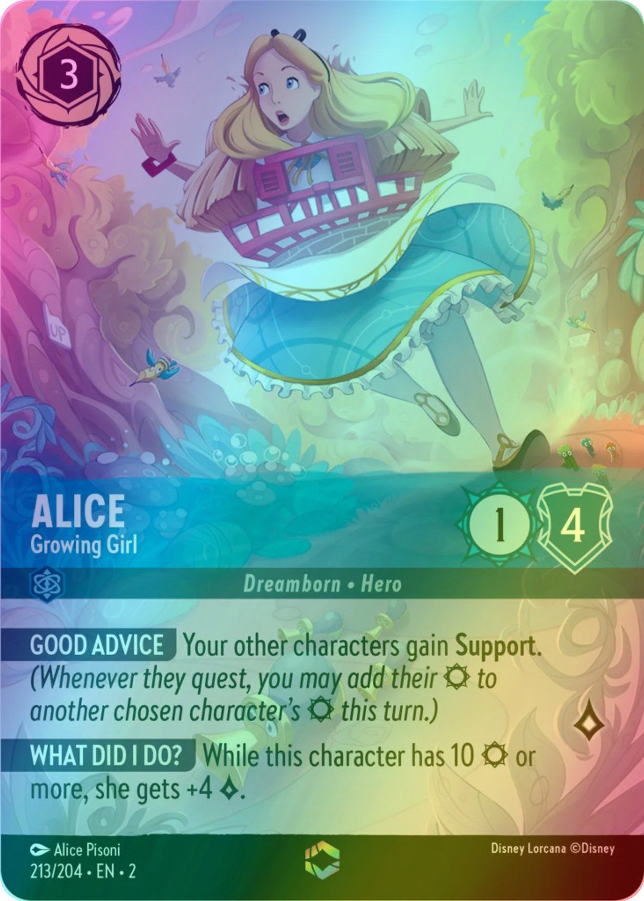 Growing girl enchanted – Lorcana Alice - Growing Girl (Enchanted) - 213/204 [Rise Of The Floodborn] [Holofoil]