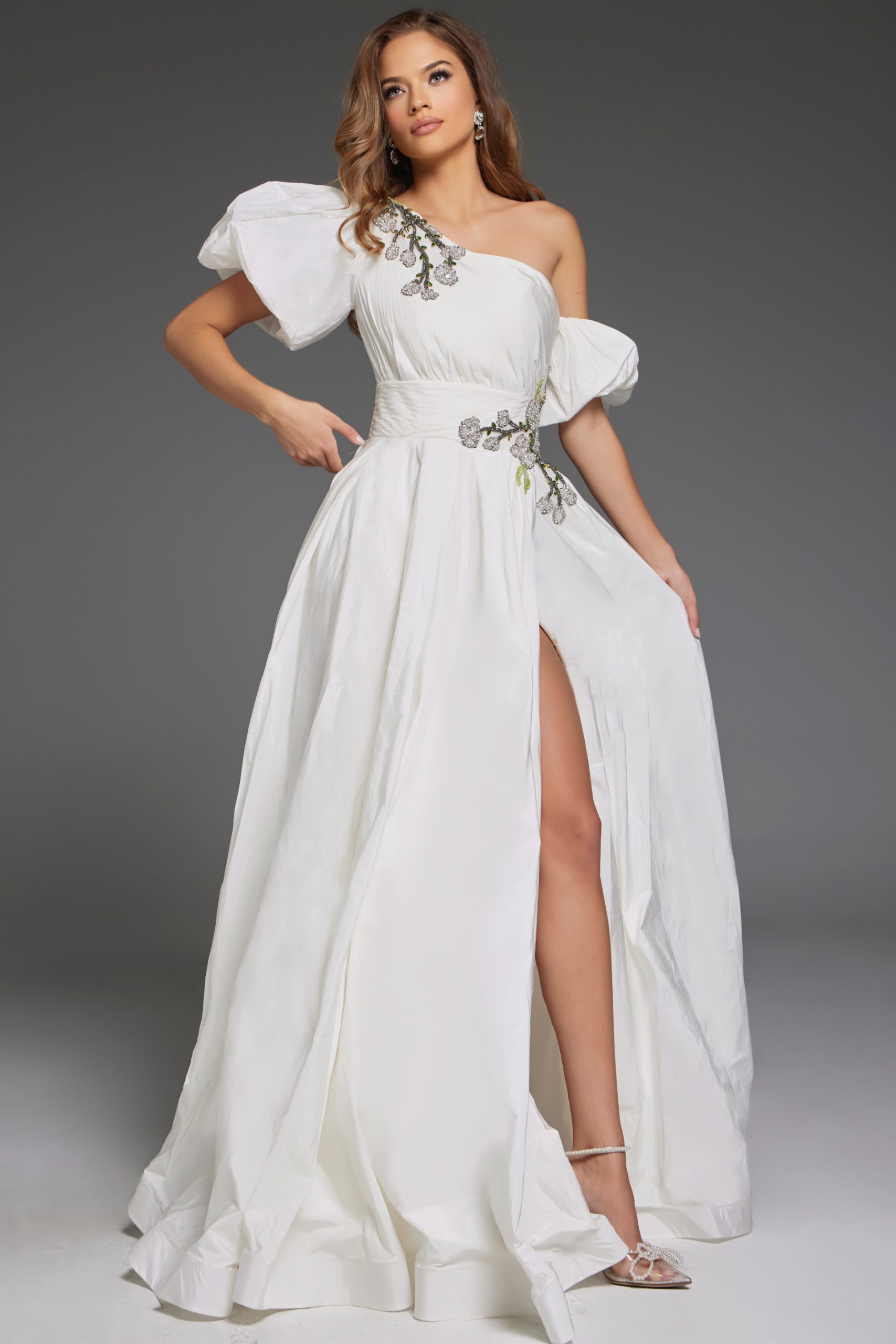 Jovani 36872 Long Bridal Gown Puff Sleeve Wedding Dress
