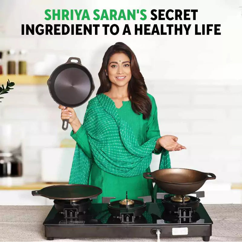 The Indus Valley Super Smooth Cast Iron Shallow Fry Pan,Pre-seasoned, Nonstick, 100% Pure, Toxin-free, Induction, 25.4cm, 1.8kg - view 2