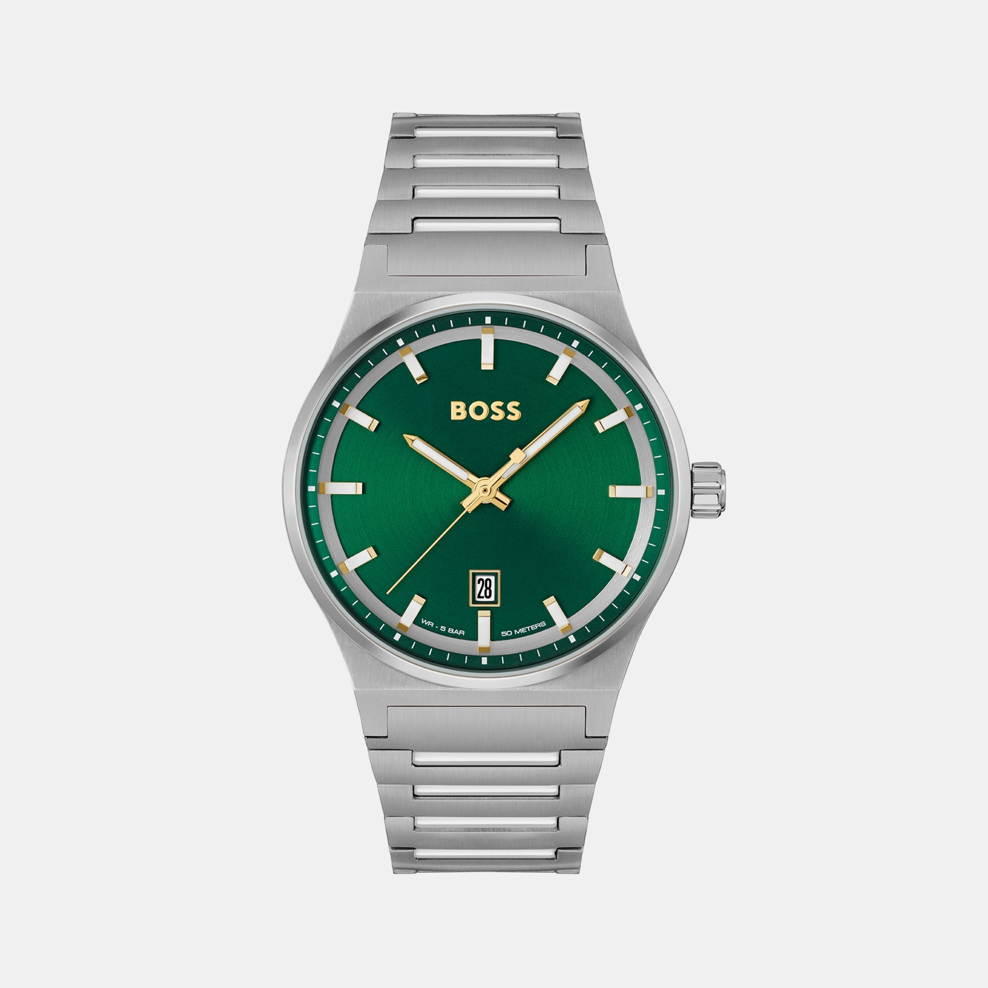 Boss Candor Men Quartz Green Dial Analog Stainless Steel Watch 1514079