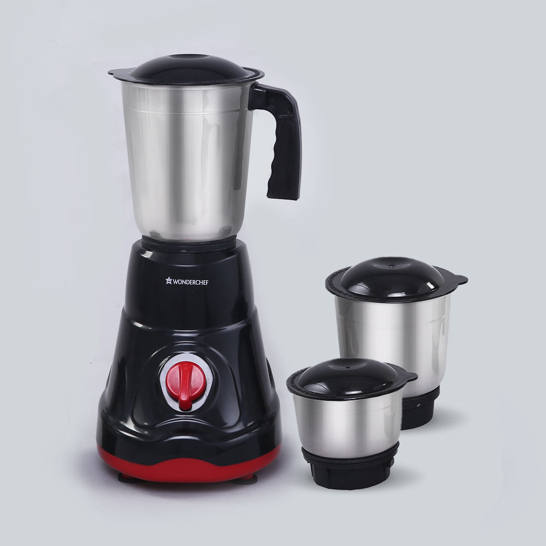 Wonderchef Ruby Mixer Grinder With 3 Jars and Anti-Rust Stainless Steel Blades,