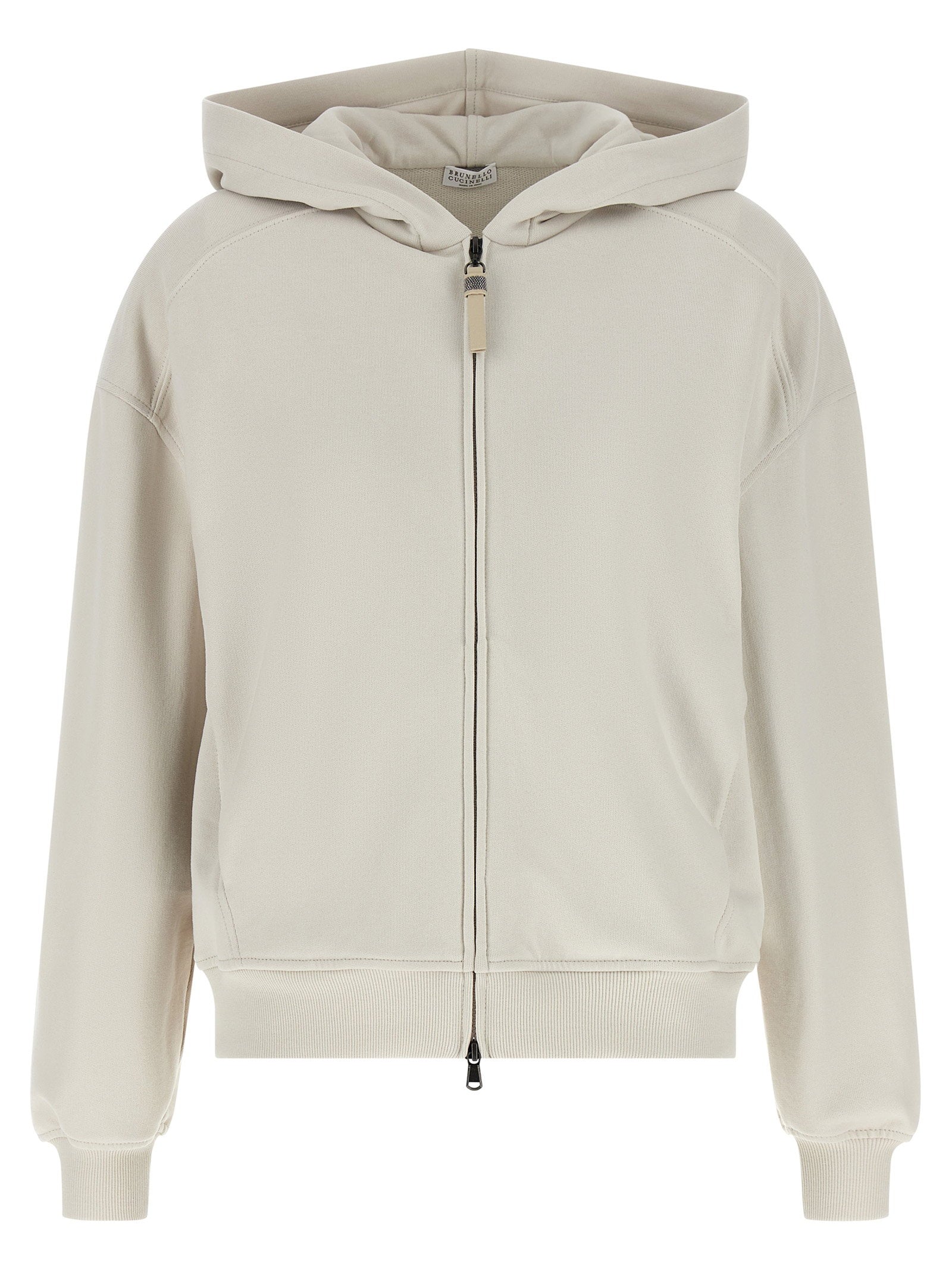 Brunello Cucinelli Shiny Zipper Pull Hoodie – 100% cotton