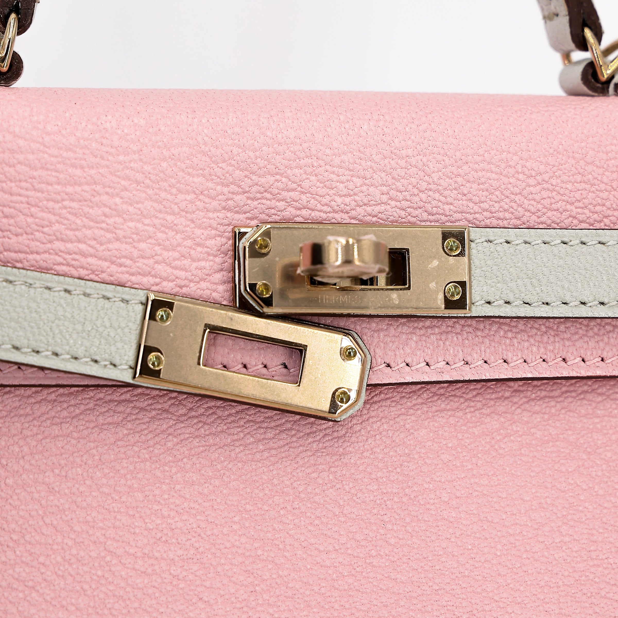 Cop Underdog HERMÈS Mini Kelly II HSS Gris Perle Rose Sakura Chevre Permabrass hardware - view 4
