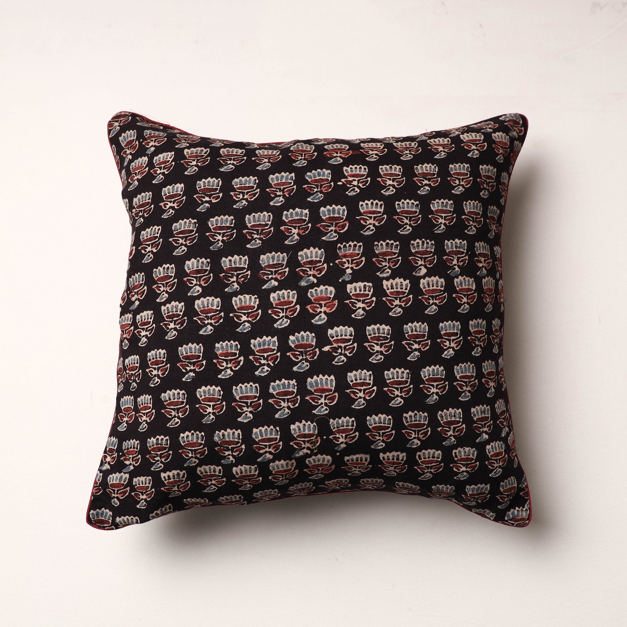 HAVELI CHRONICLES Black - Ajrakh Block Printed Cotton Cushion Cover (16 x 16 in)