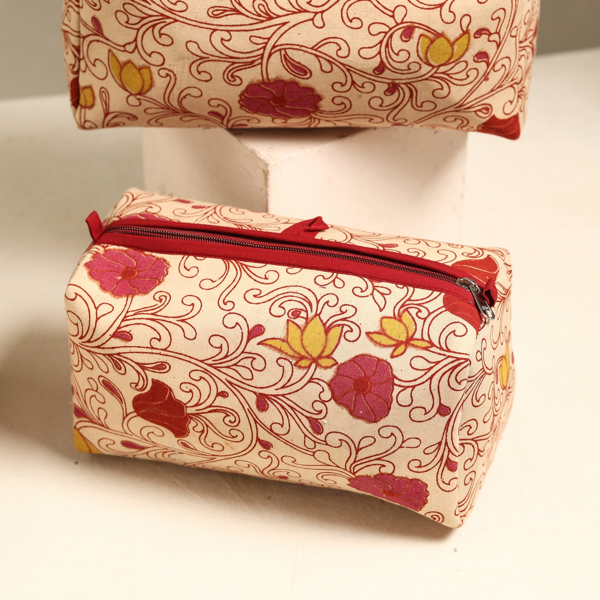ITOKRI CRAFTS INITIATIVE Beige - Handmade Cotton Toiletry Bags (Set of 3) 37 - view 3