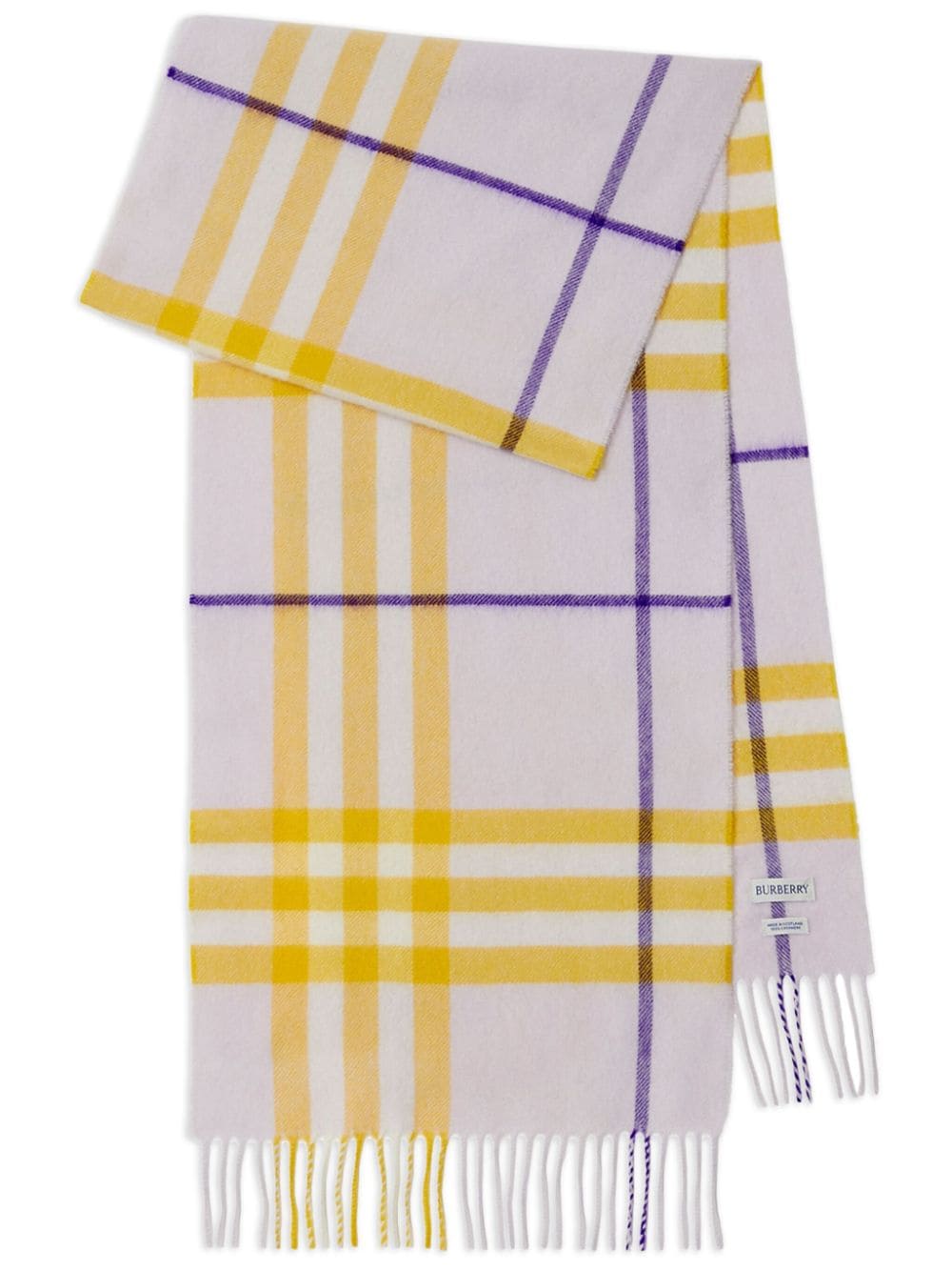 Burberry checked fringed-edge cashmere scarf – Cashmere 100%