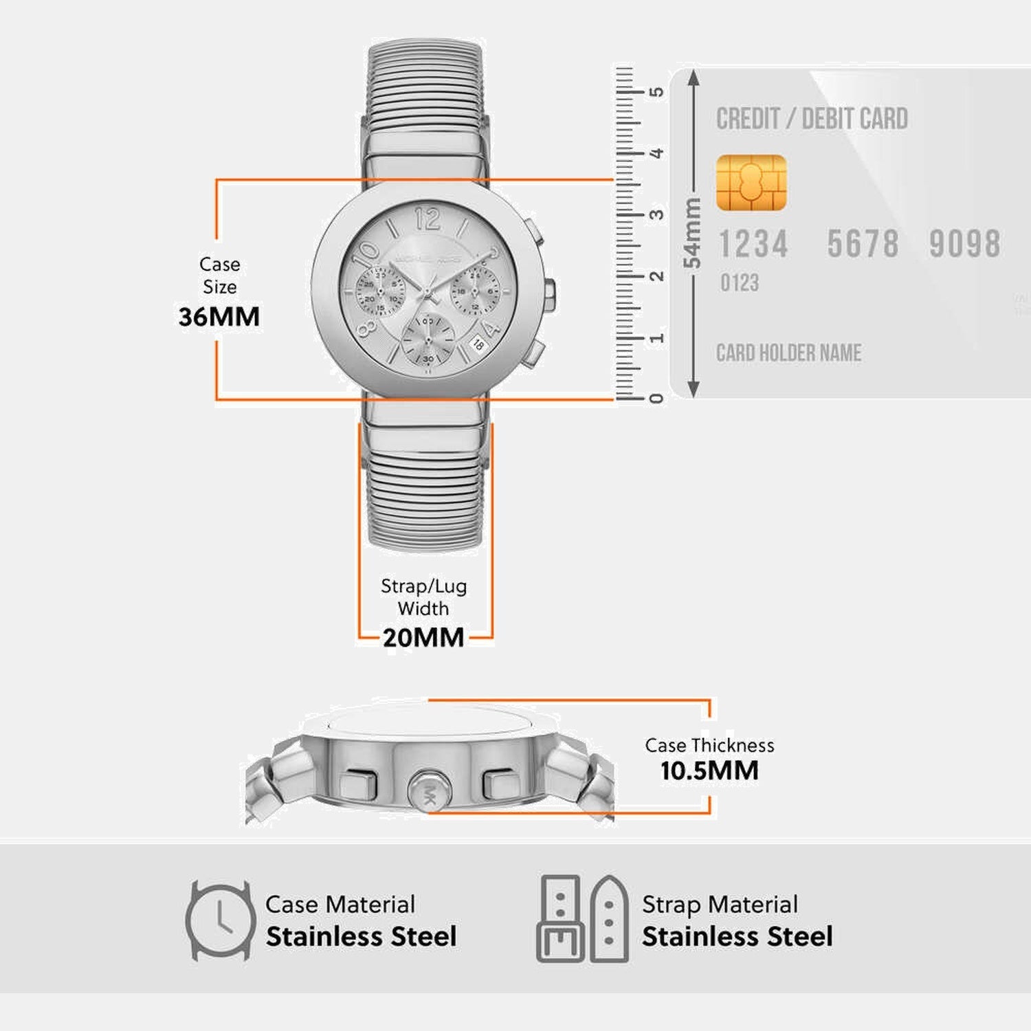 Michael Kors Gramercy Women Quartz Silver Dial Chronograph Stainless Steel Watch MK7526 - view 5