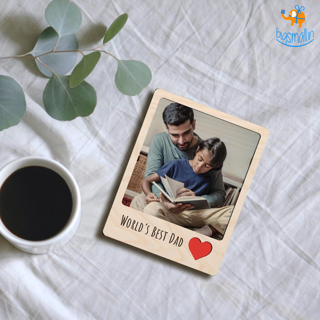 Chitra Chaya Personalized Best Dad Wooden Fridge Magnet - view 2