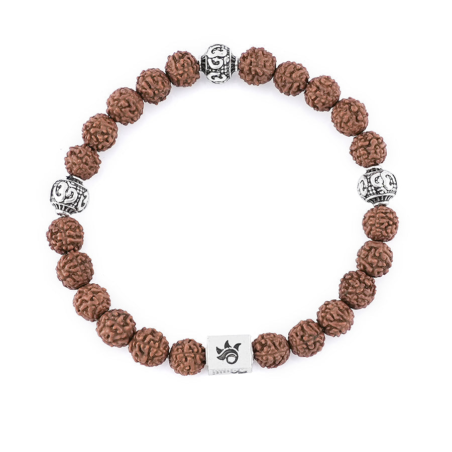 Prinjal Jewellers Rudraksha with Om Silver Beads Bracelet - view 4