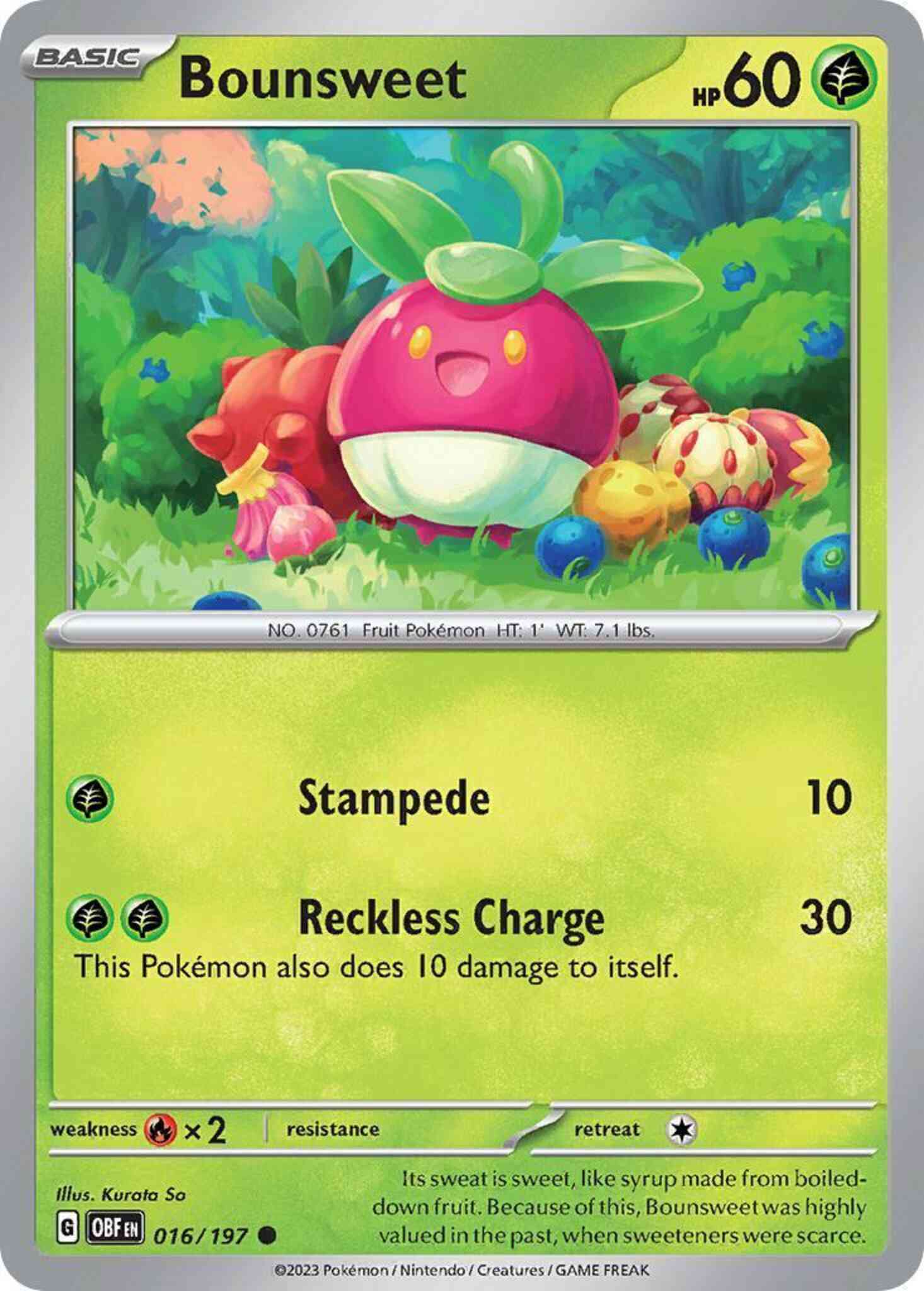 Common sv03-016 non-holo – Pokémon Bounsweet - 016/197 - Common [sv03-016] [Non-Holo]