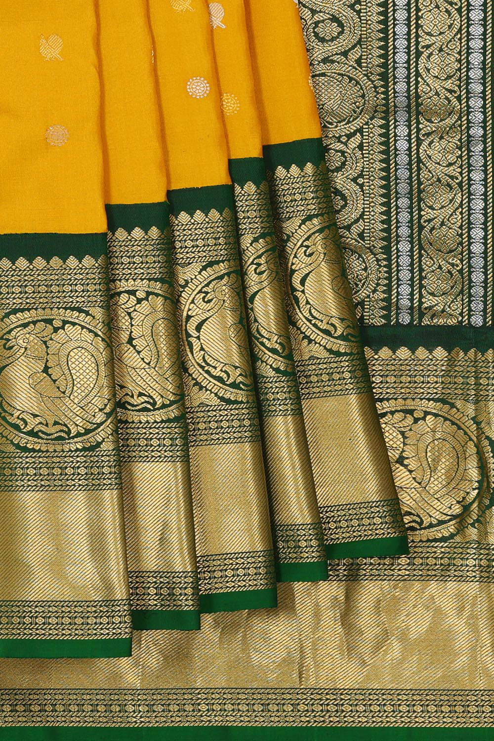 Kalanjali Gadwal Silk Mustard Yellow Saree – Women's