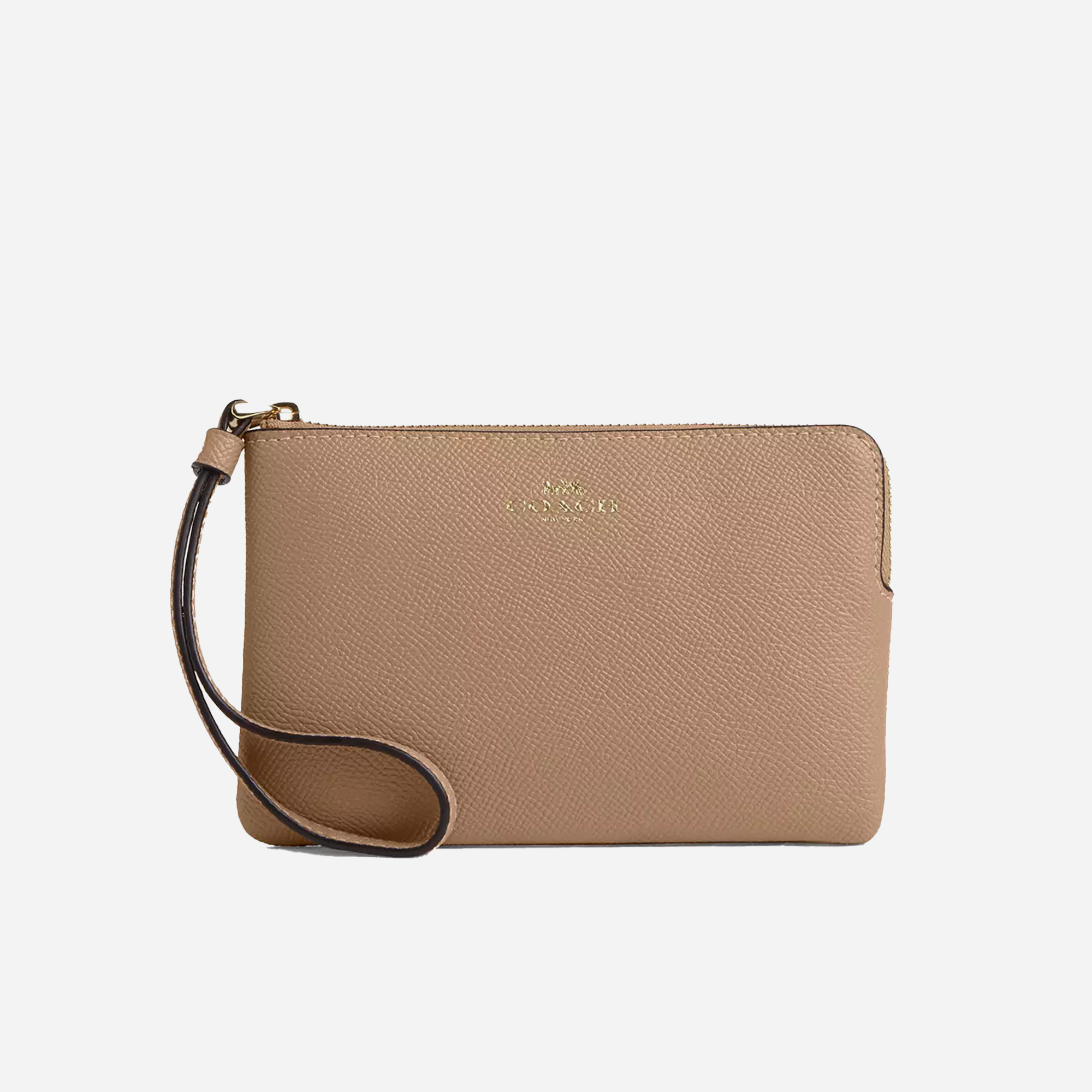 COACH Corner Zip Wristlet Gold/Taupe