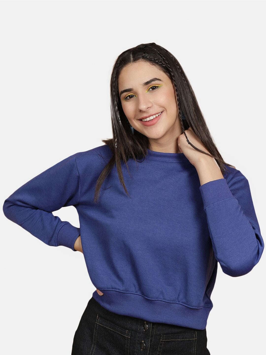 Freehand By The Indian Garage Co Women's Solid Regular Fit Sweatshirt