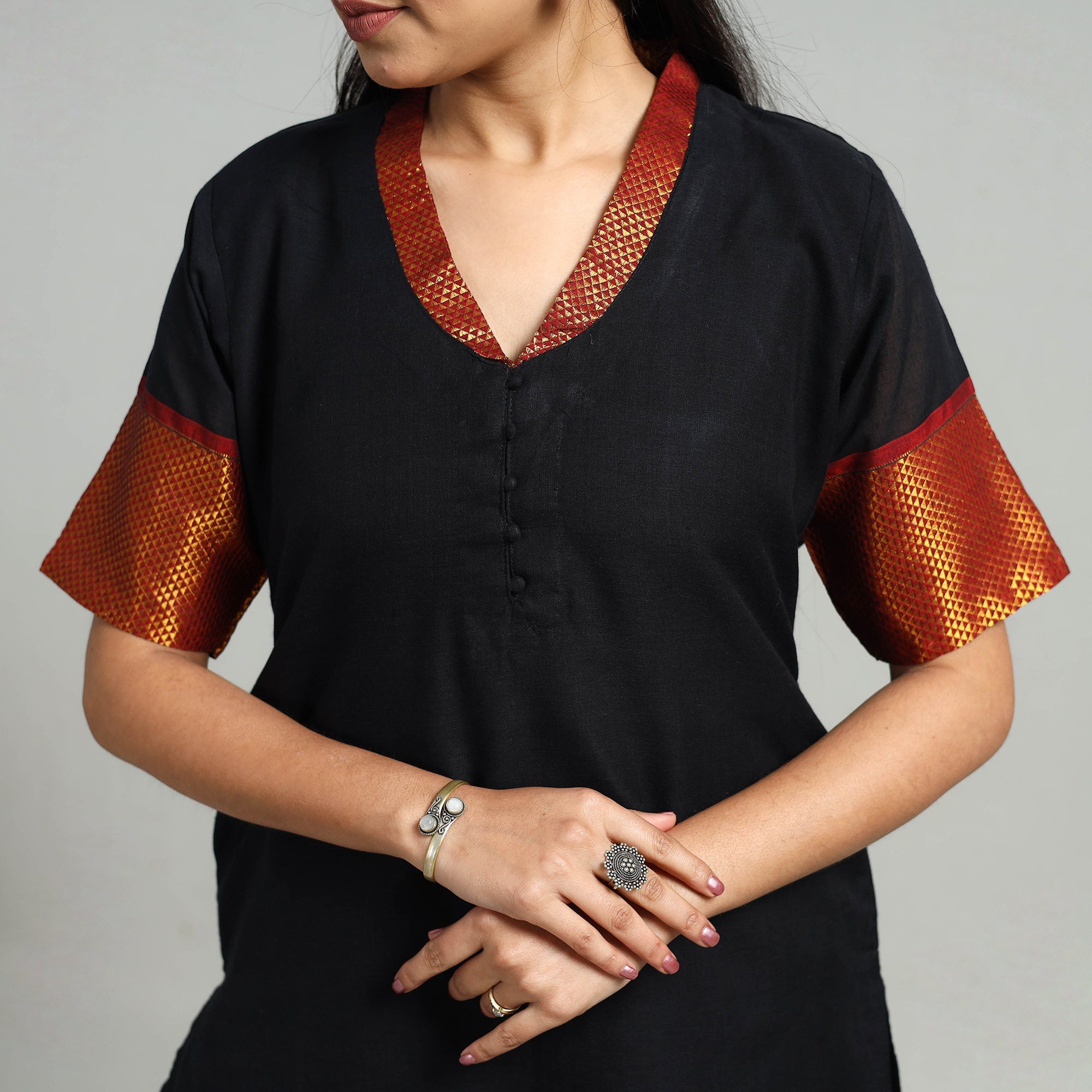 ITOKRI CASUALS Black - Cotton Dharwad Kurta Set with Palazzo & Dupatta 17 - view 6