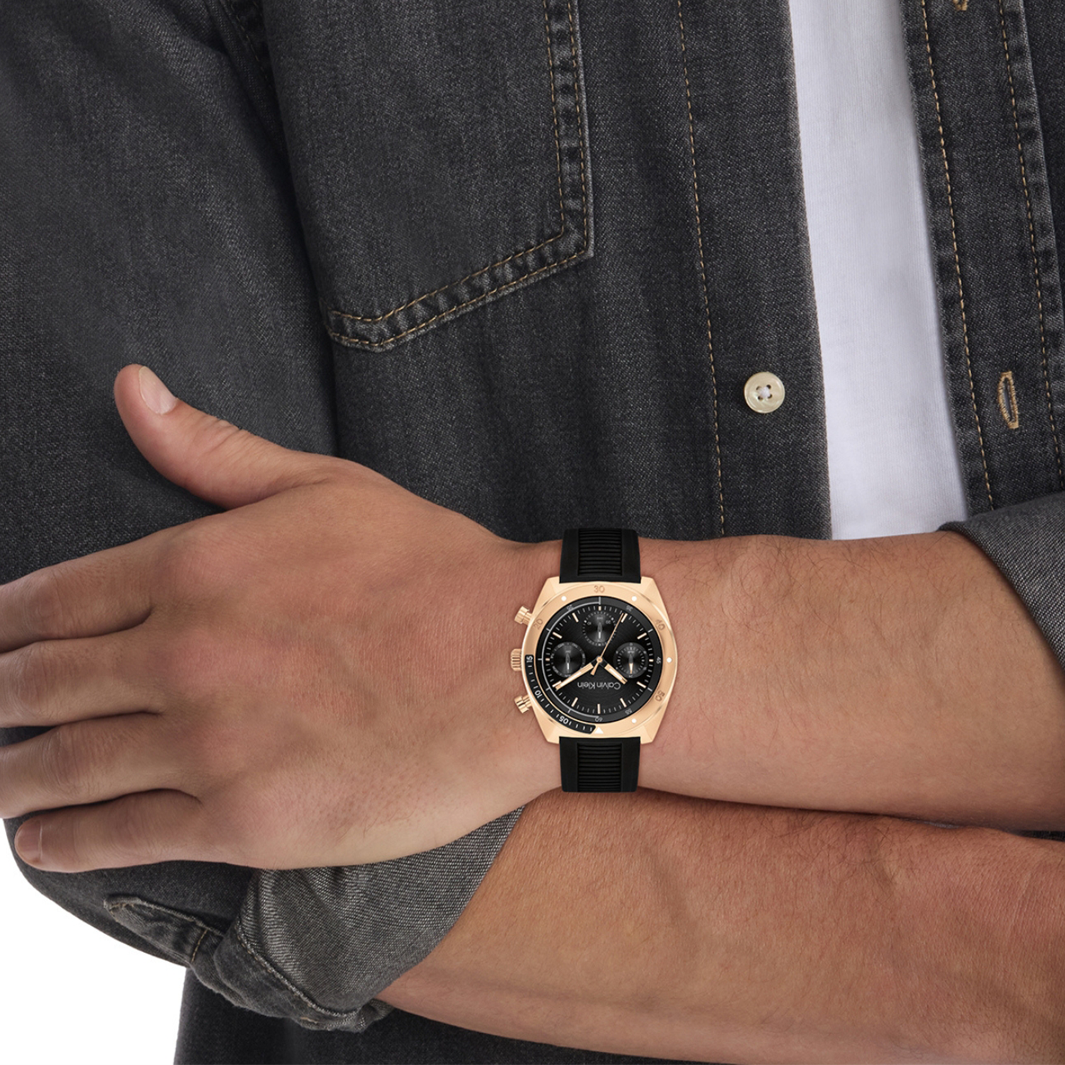 Calvin Klein Ck Flex Men Quartz Black Dial Multi-Function Silicone Watch 25200480 - view 4