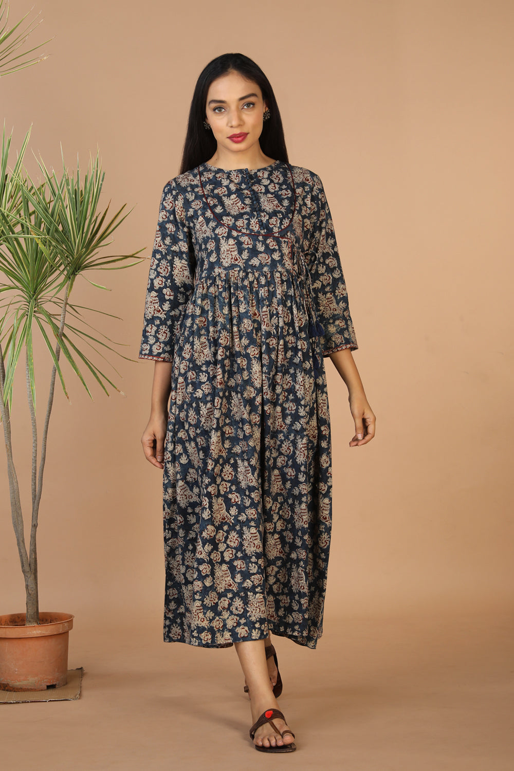 Kalanjali Ethnics Kalamkari hand block printed long dress