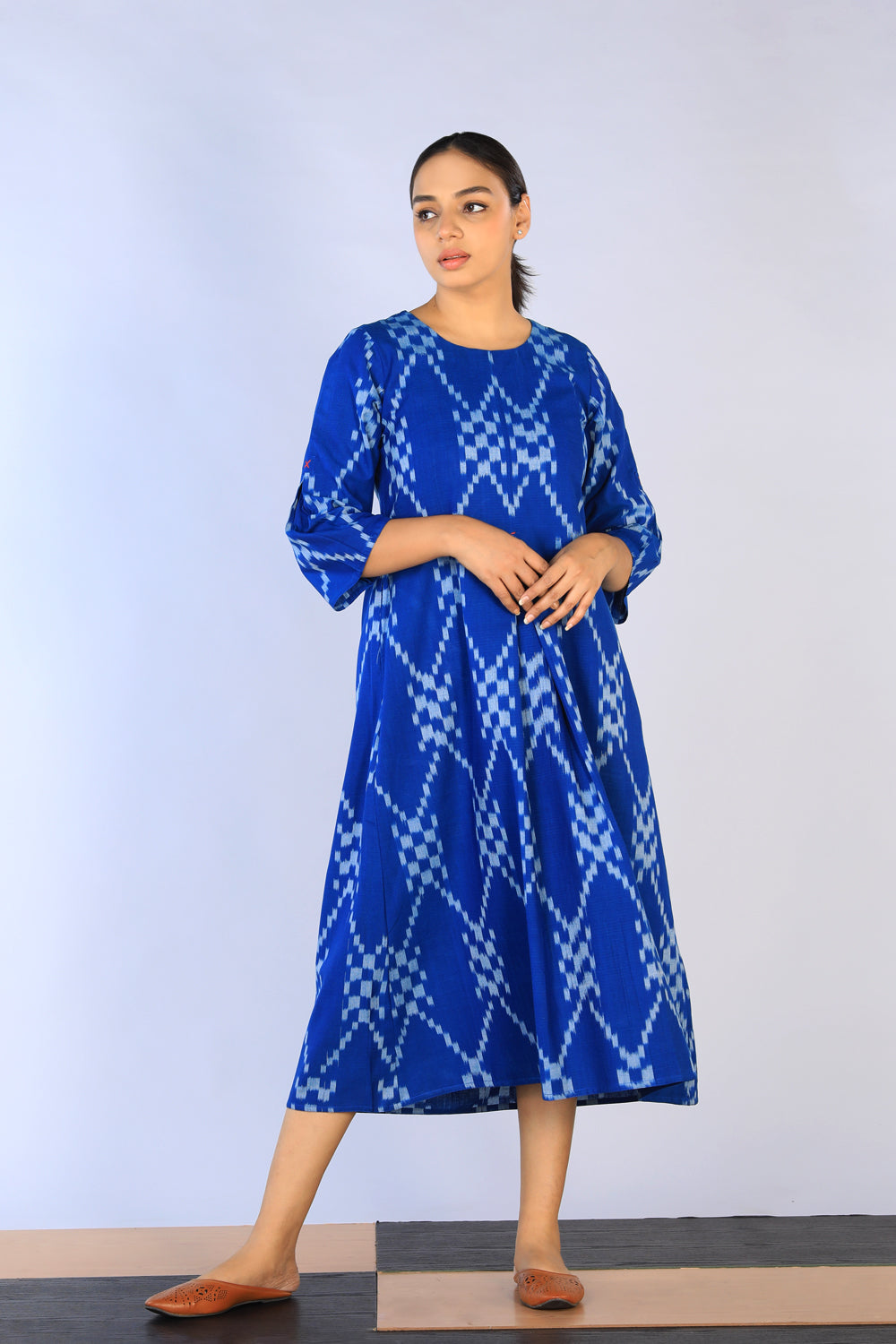 Kalanjali Ethnics Handwoven Cotton Pochampally Ikat Dress