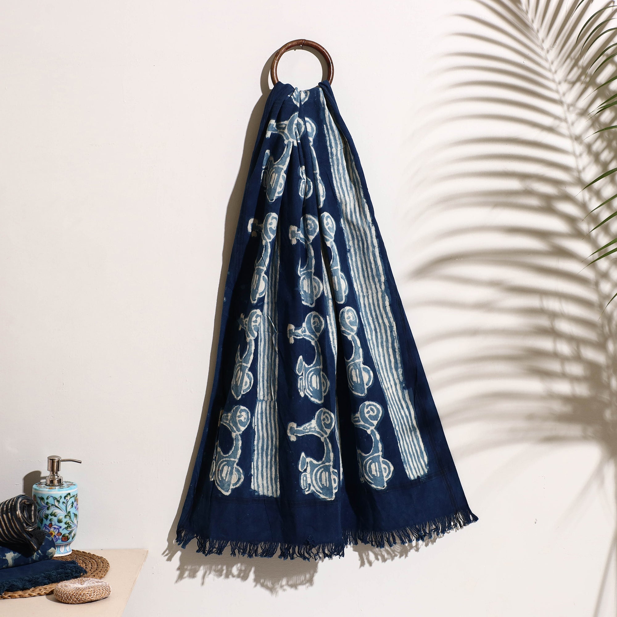 BINDAAS UNLIMITED Blue - Bindaas Block Printed Handloom Cotton Towel