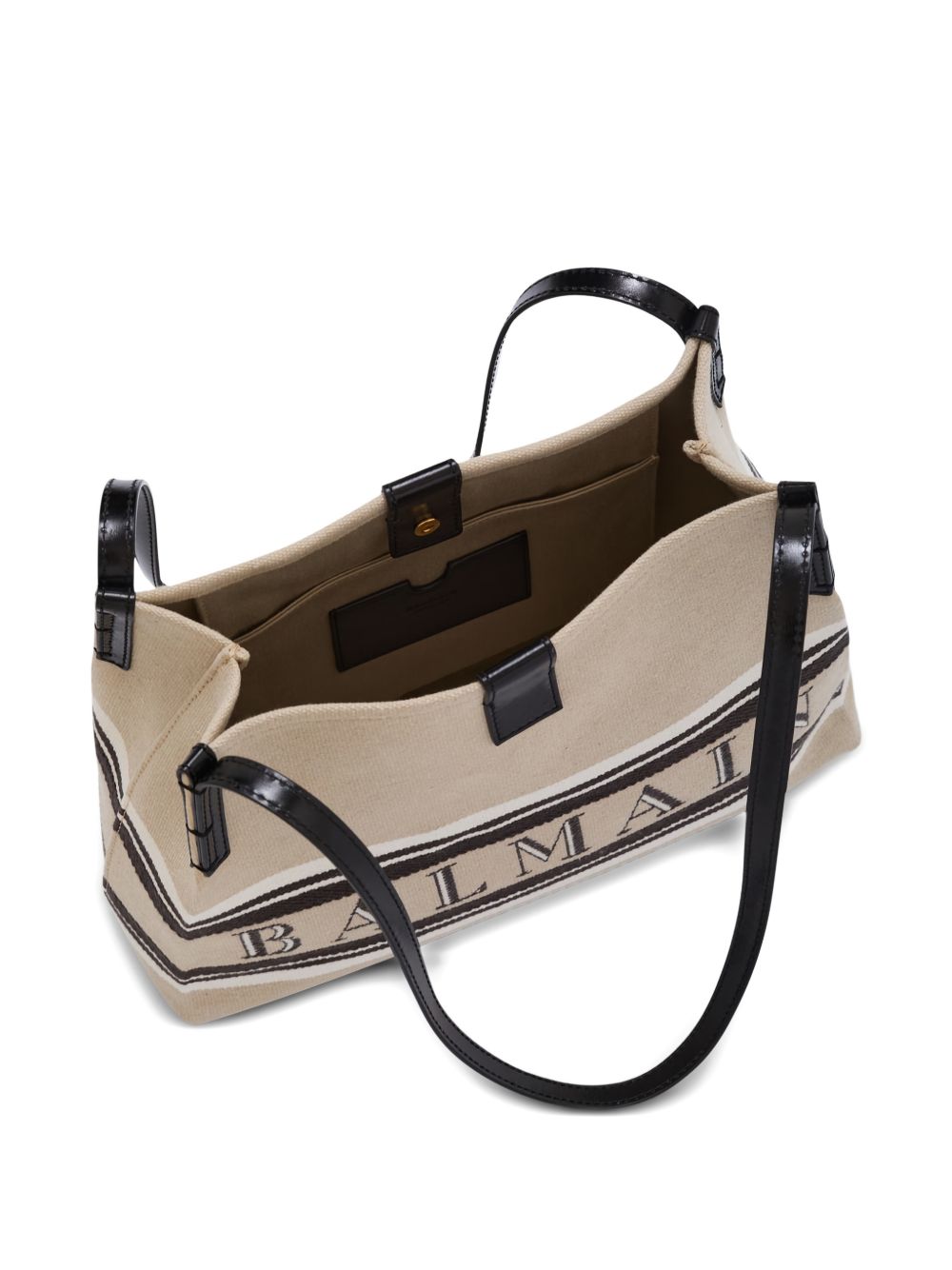 Balmain Medium Release Shopper Bag In Canvas And Calfskin - view 2