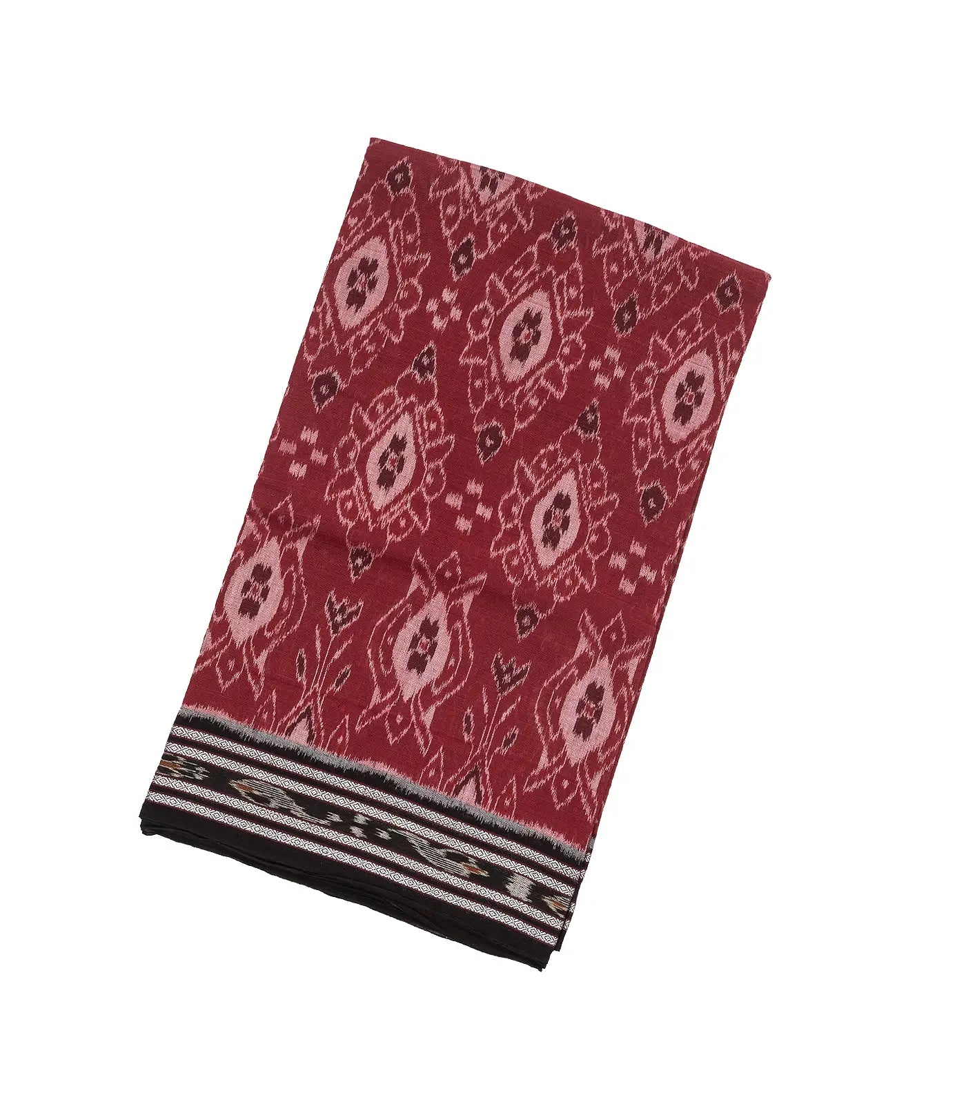 RmKV Crimson Handloom Orissa Cotton Saree With Black Border