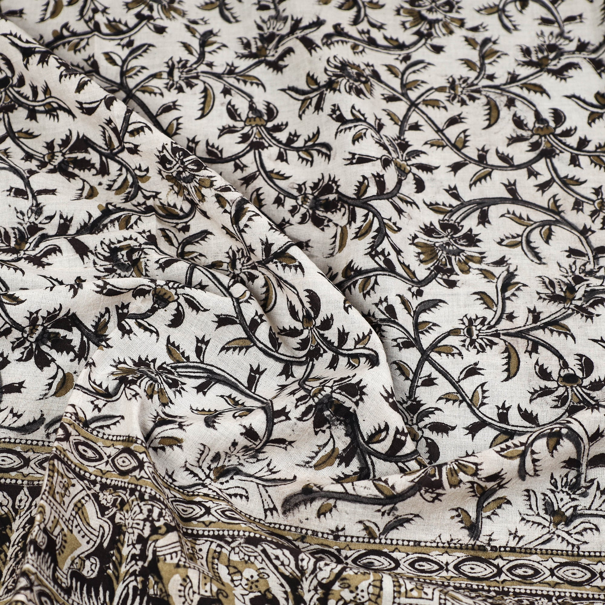 PITCHUKA SRINIVAS KALAMKARI PEDANA Beige - Pedana Kalamkari Block Printed Natural Dyed Cotton Scarf 41 - view 2