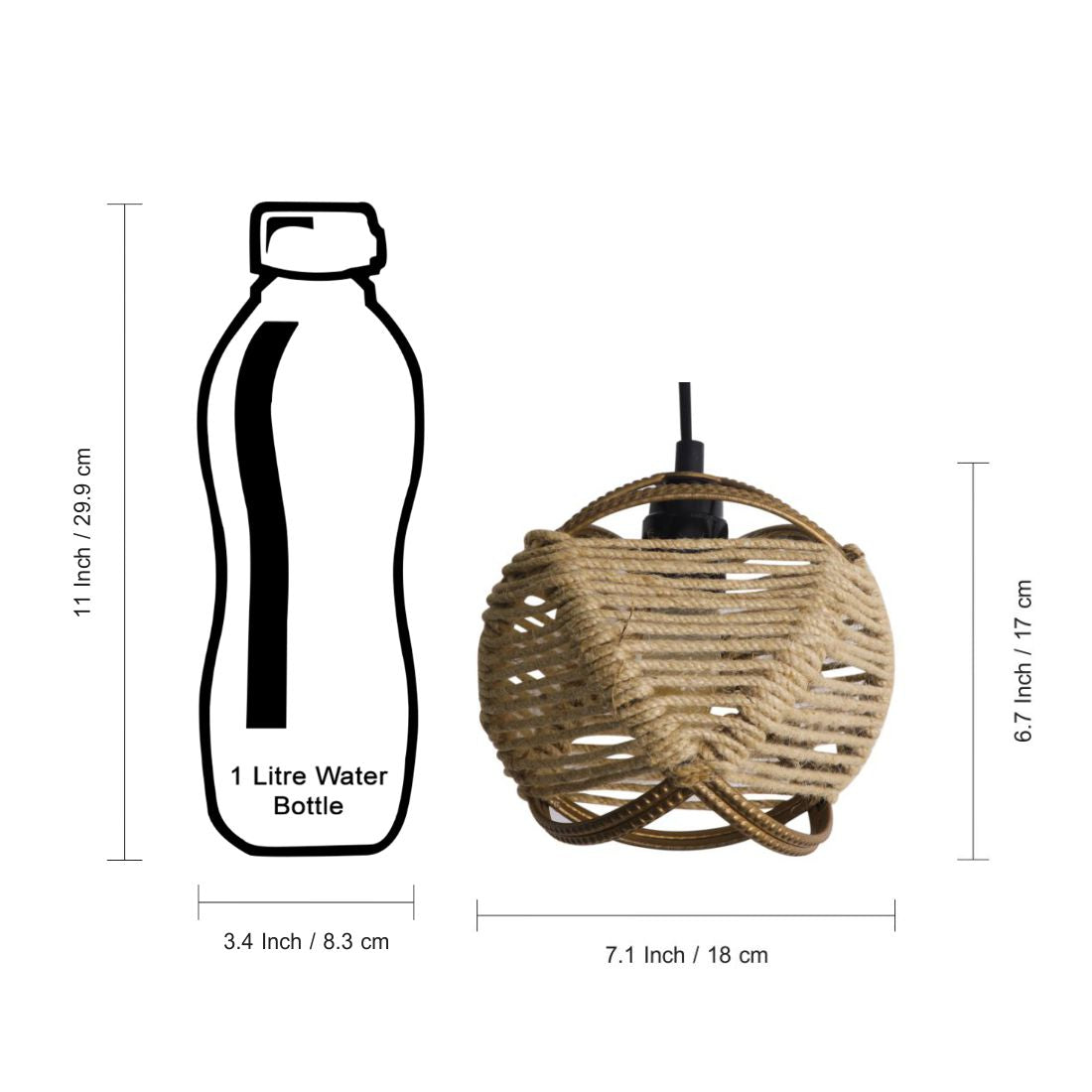 EXCLUSIVELANE 'Jute Goblet' Pendant Lamp In Iron (7 Inch, Matte Finish) - view 7