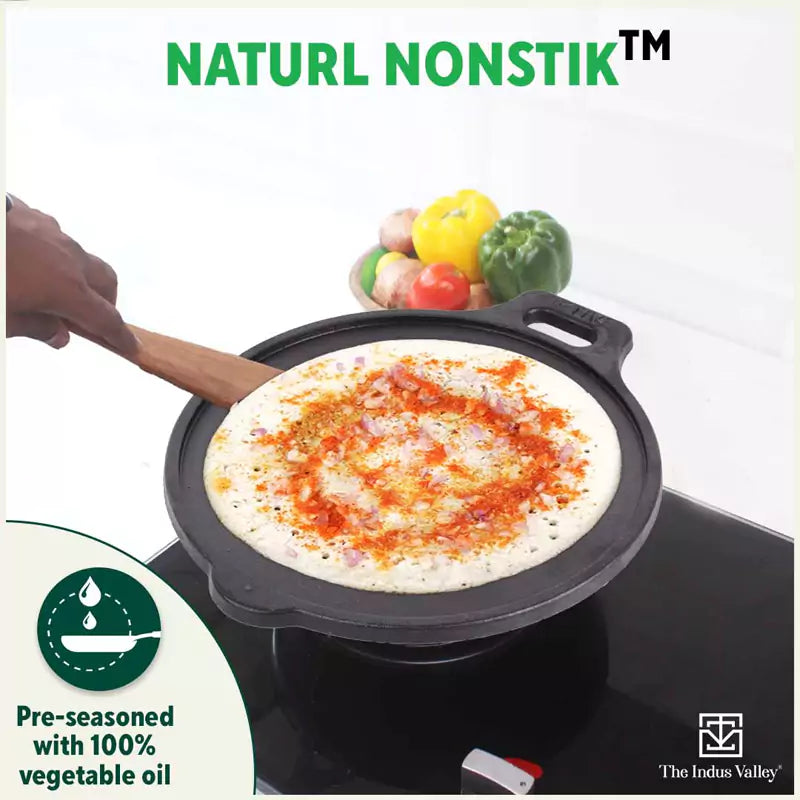 The Indus Valley Super Smooth Cast Iron Tawa,Pre-seasoned, Nonstick, 100% Pure, Toxin-free, Induction, 28/30.5cm, 2.7/3.1kg - view 8