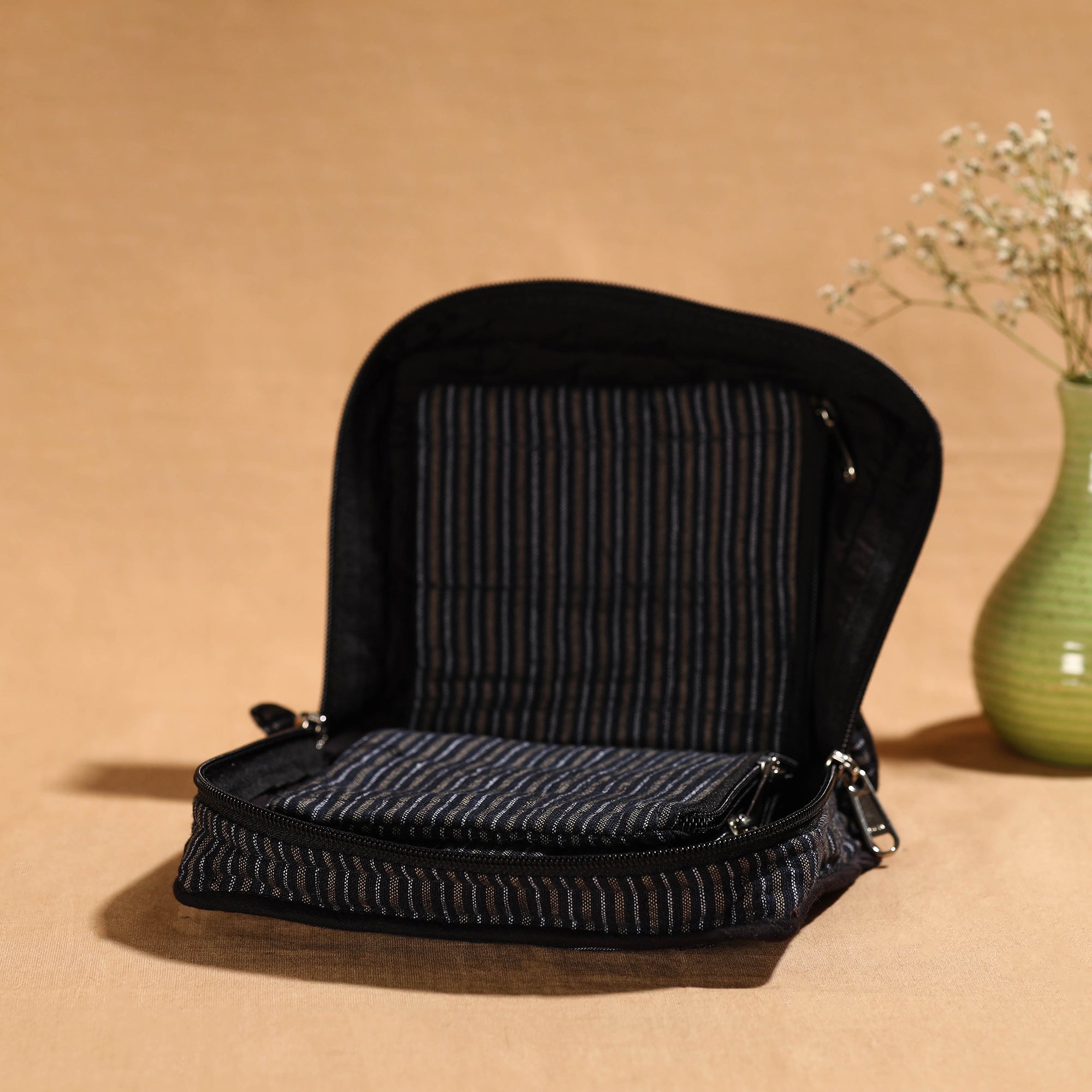 NOORI BAZAR Black - Handmade 4 Pockets Cotton Jewellery Bag 09 - view 3