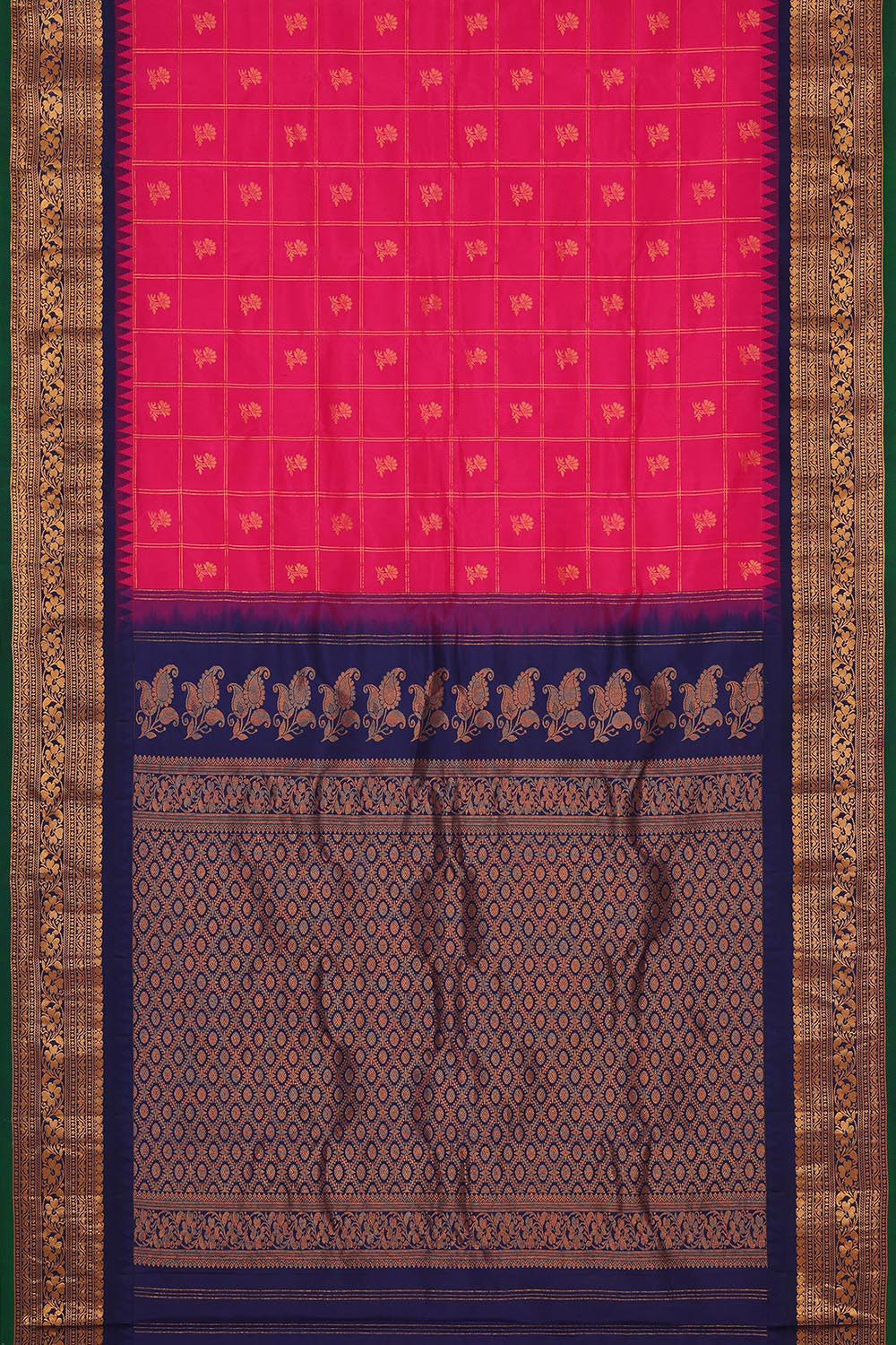 Kalanjali Gadwal Silk Rani Pink Saree – Women's - view 3