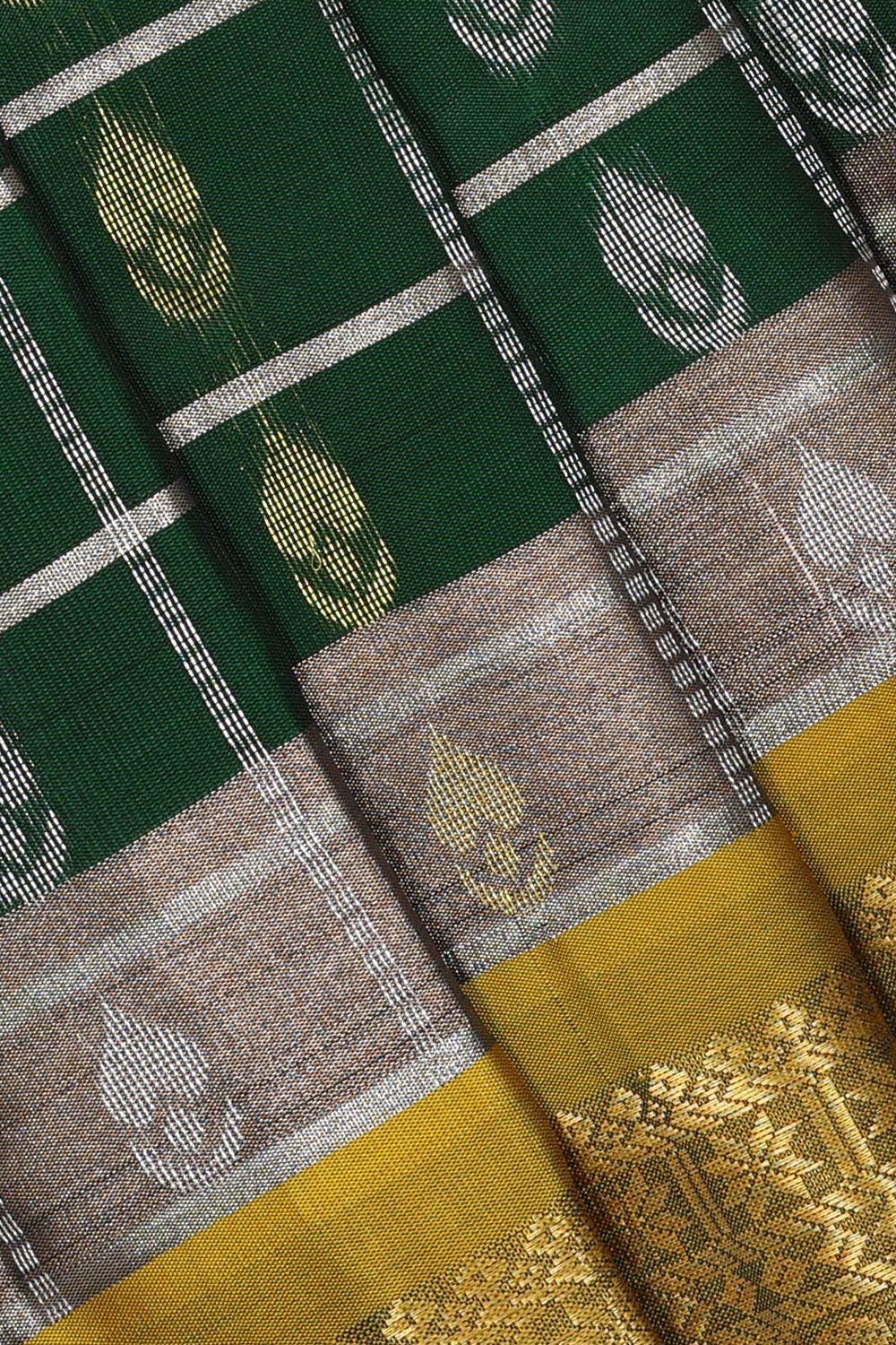 Kalanjali Kanchipattu Bottle Green Brocade Saree - view 2