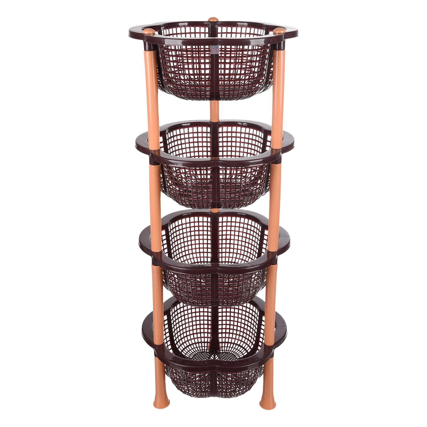 Heart Home Storage Basket | Plastic 4 Layer Kitchen Storage Basket | Storage Rack for Kitchen | Multi-Layer Vegetable Rack | Desire Floor-Standing Rac