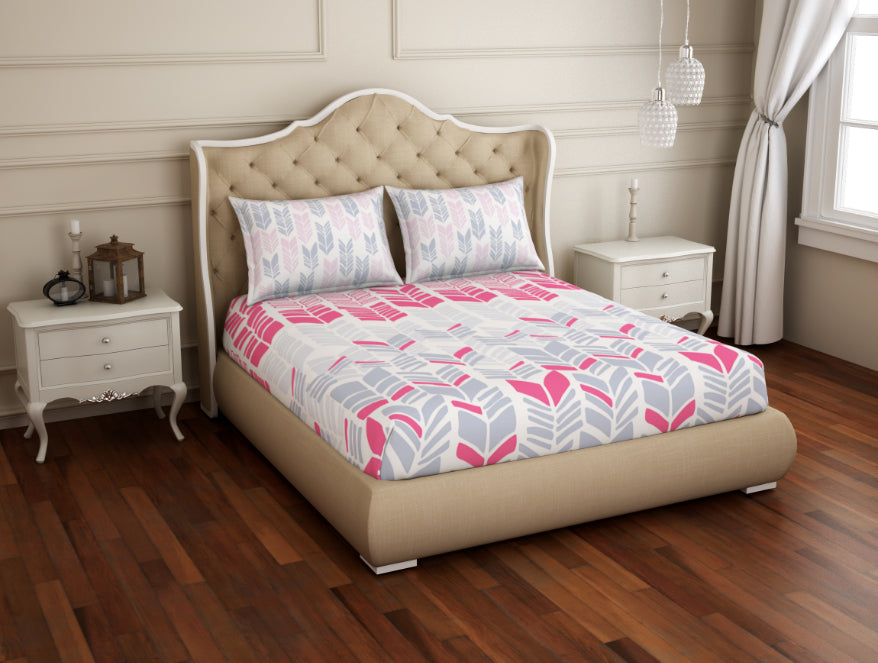Spaces India Geometric Pink 100% Cotton King Fitted Sheet - Atrium Plus Ecom By Spaces - view 2