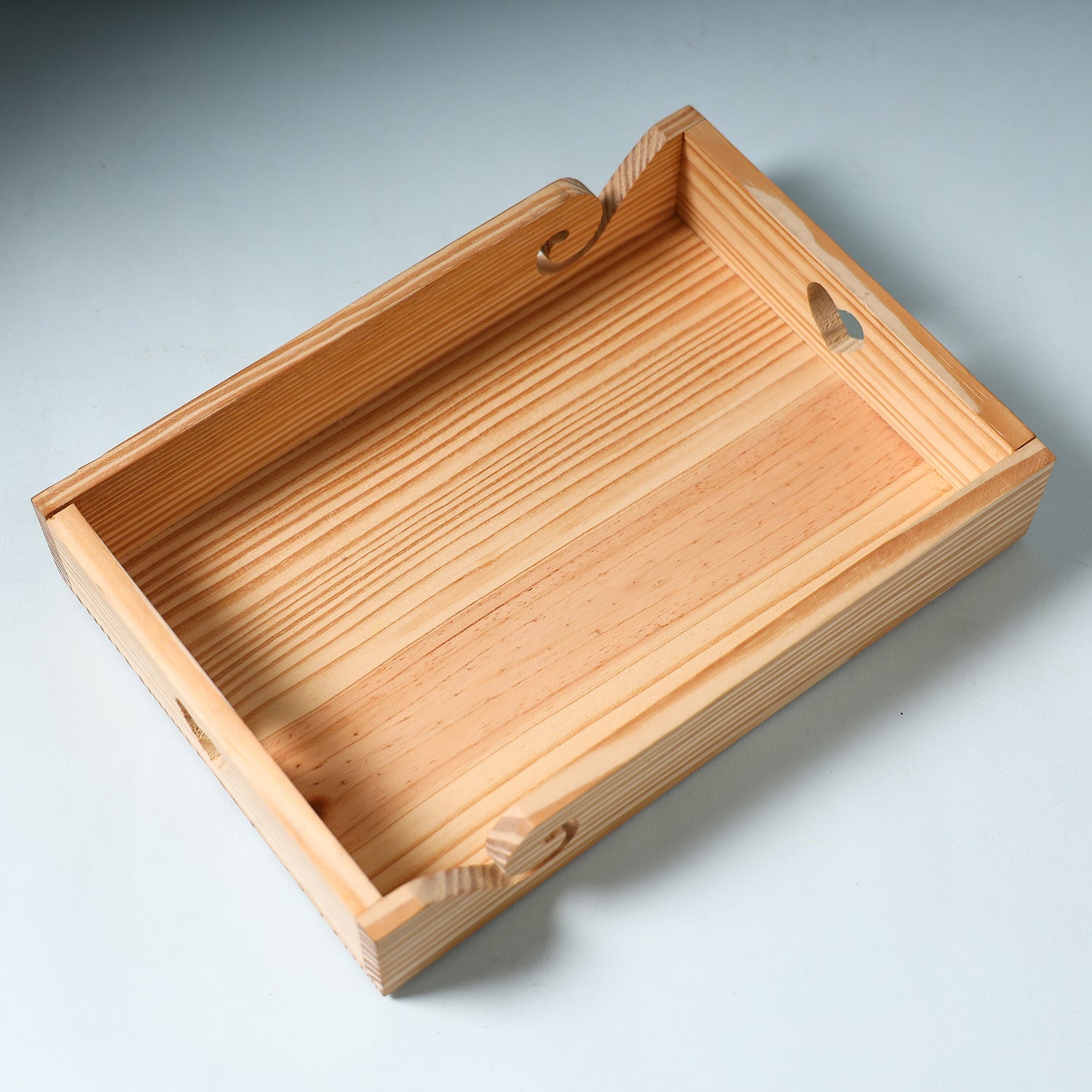 CHUTNEY CRAFT STUDIO Beige - Hand Carved Natural Pine Wooden Tray (12 x 8 in) - view 2