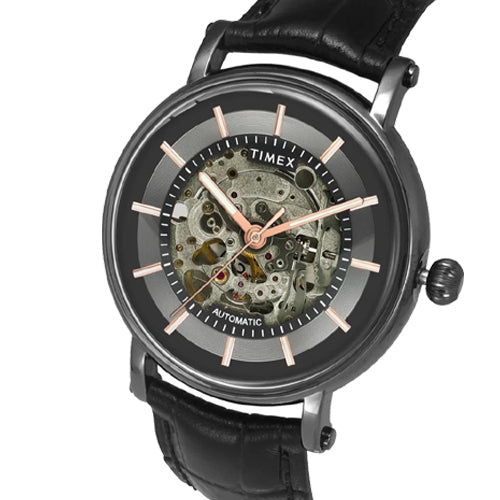 Timex E Class Men Automatic Black Round Stainless Steel Dial Watch 44mm TWEG16720 - view 2
