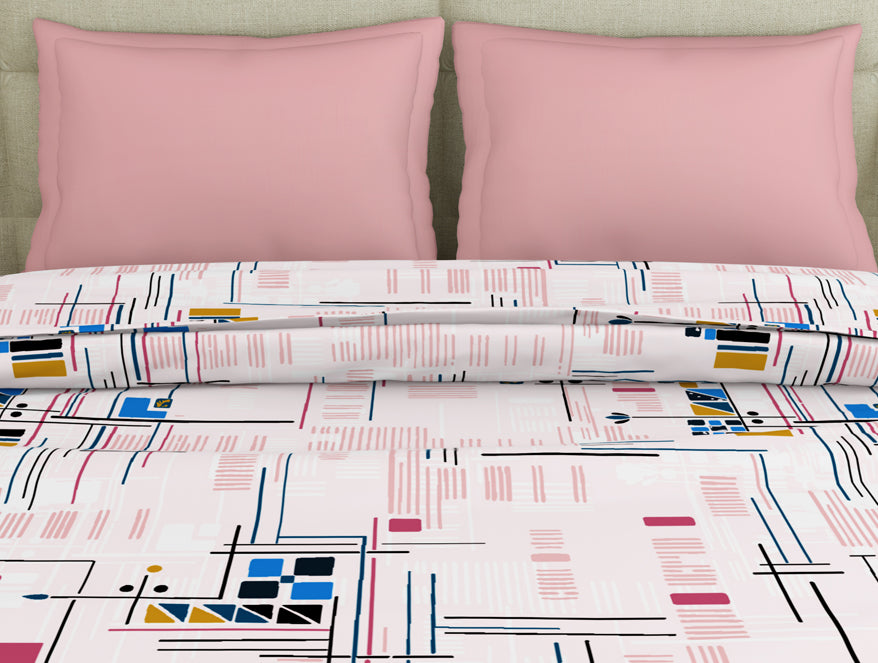 Spaces India Geometric Petal Pink - Blush Polycotton Double Quilt / AC Comforter - Amaya By Welspun - view 4