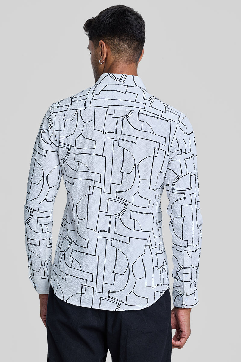 SNITCH White Textured Abstract Shirt - view 7